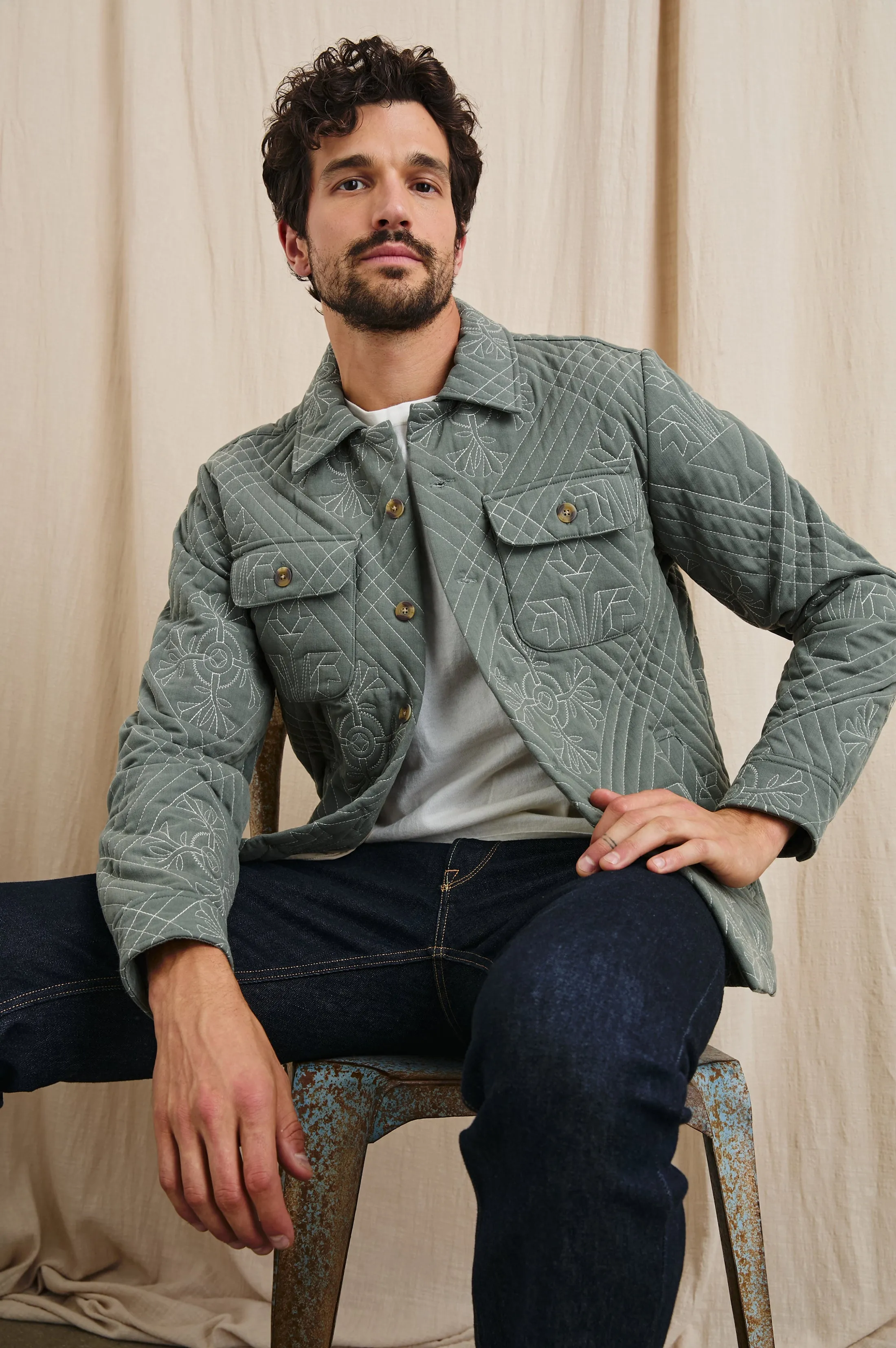 CLAUDE SHIRT JACKET - BASIL ECRU QUILT Rails