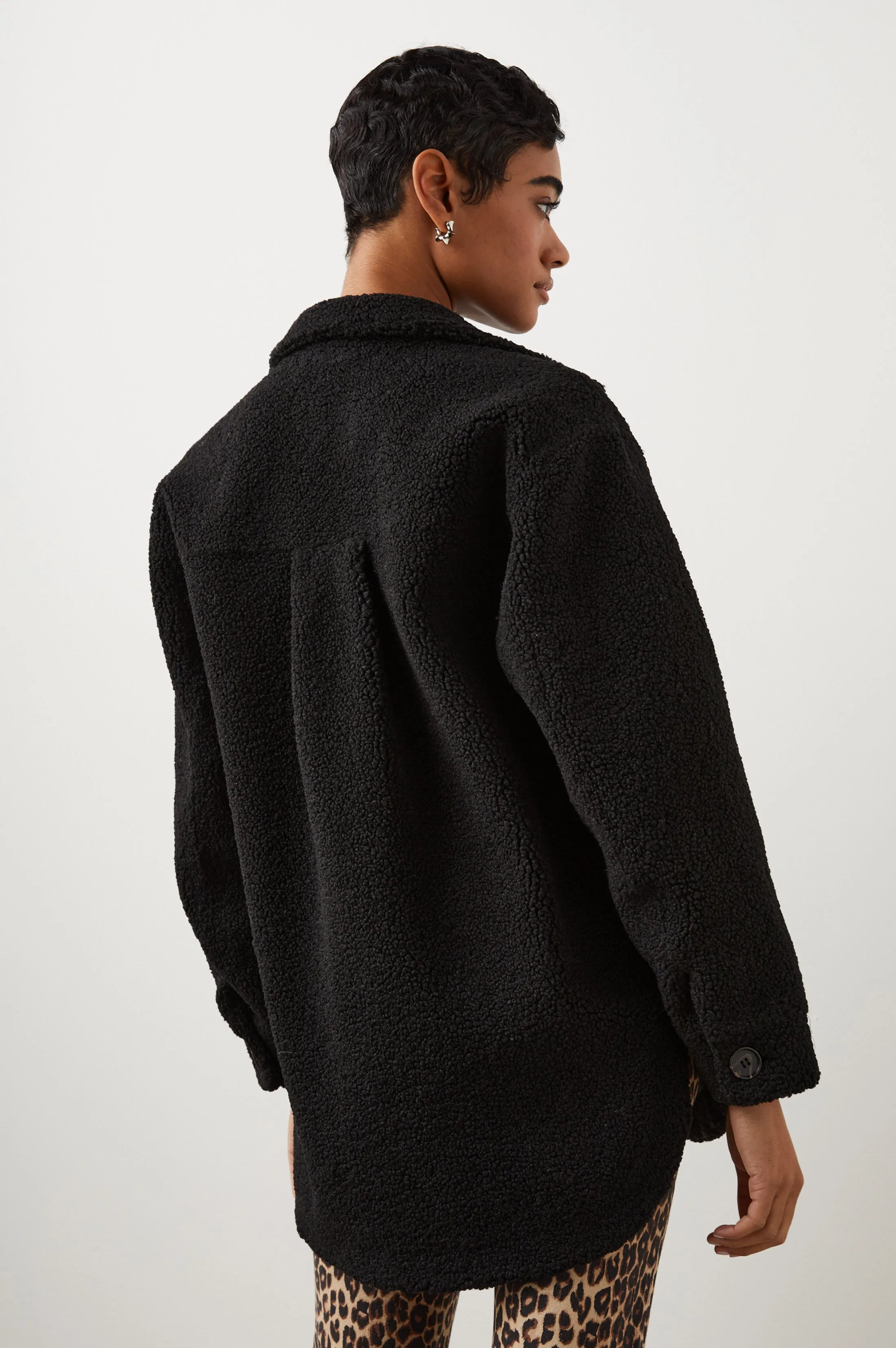 CONNIE SHIRT JACKET - BLACK TEDDY Rails