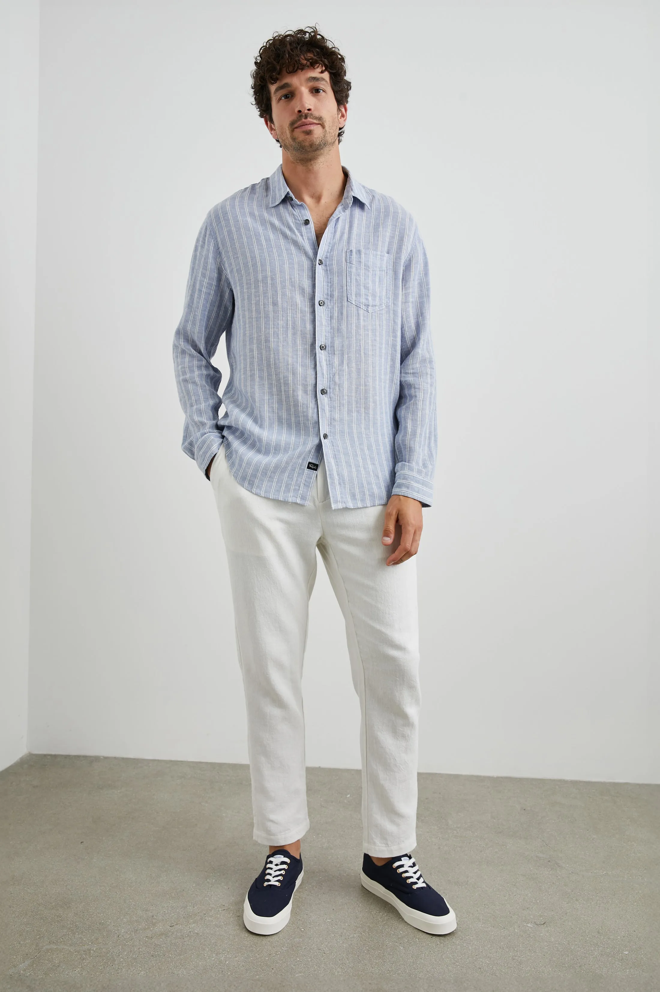 CONNOR SHIRT - DENIM WHITE PINSTRIPE Rails