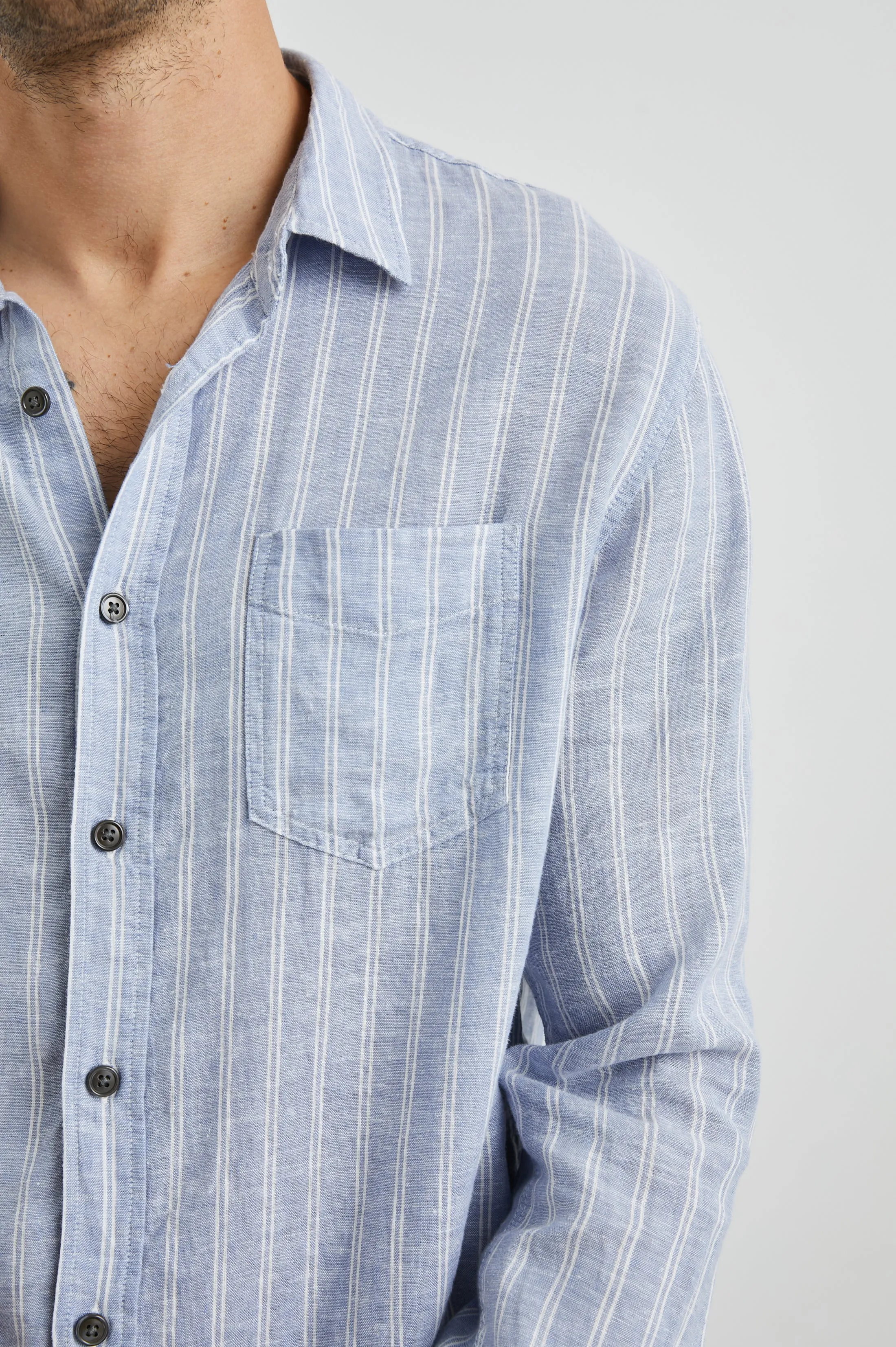 CONNOR SHIRT - DENIM WHITE PINSTRIPE Rails