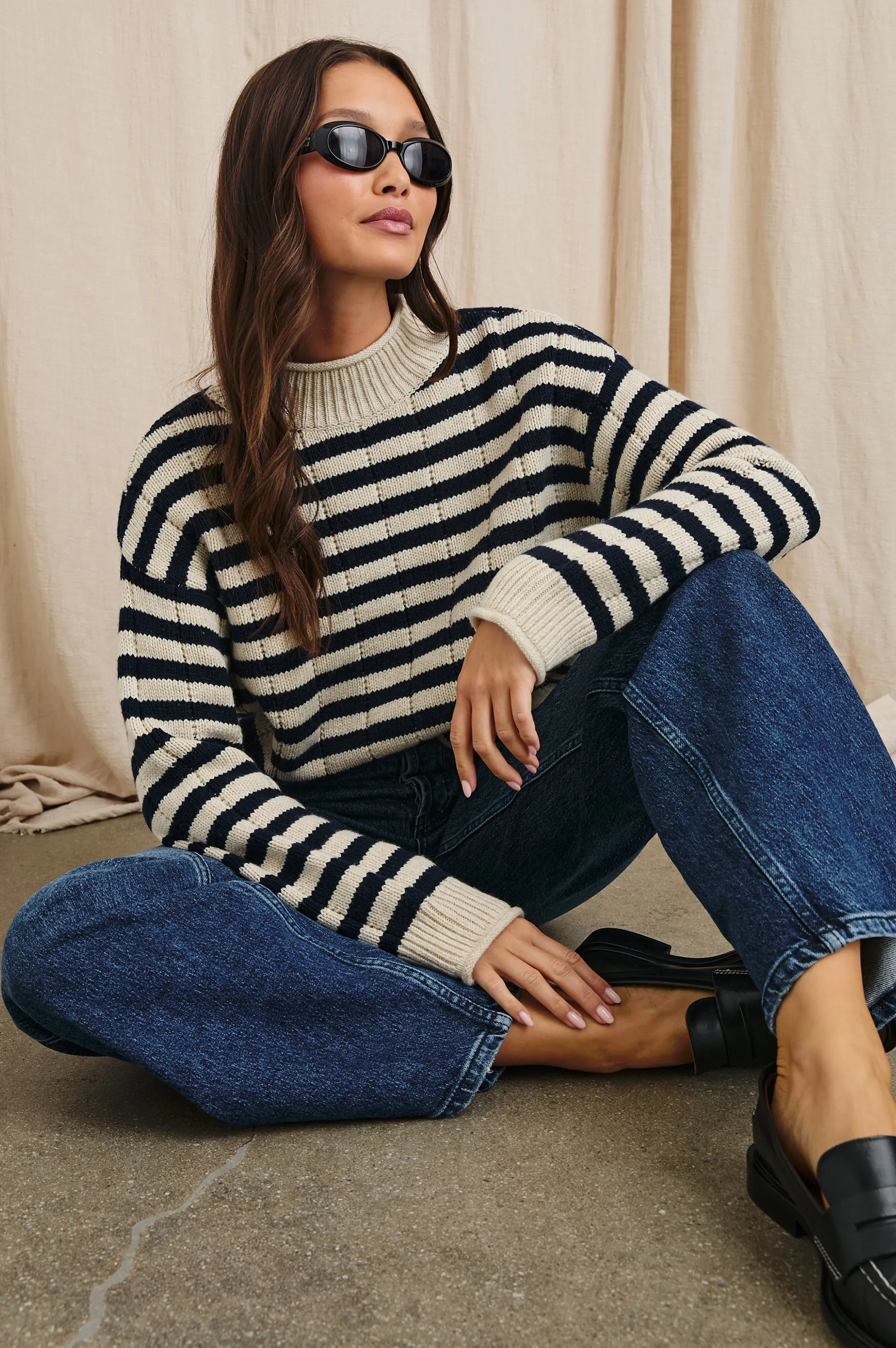 CORRINE SWEATER - OAT NAVY STRIPE Rails