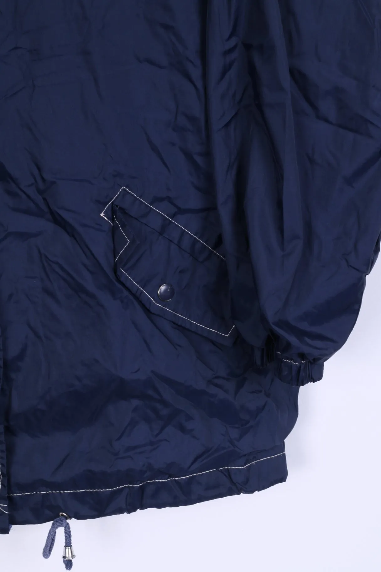 COSMOS Basic Mens 38/40 M Jacket Navy Hidden Hood Nylon Waterproof Top