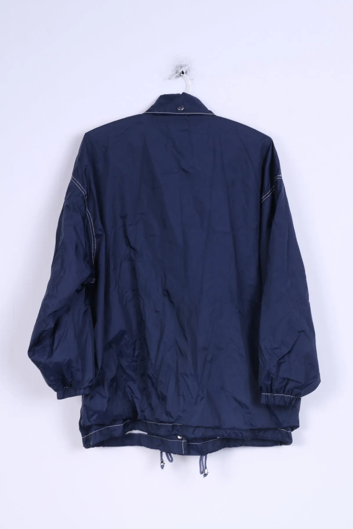 COSMOS Basic Mens 38/40 M Jacket Navy Hidden Hood Nylon Waterproof Top