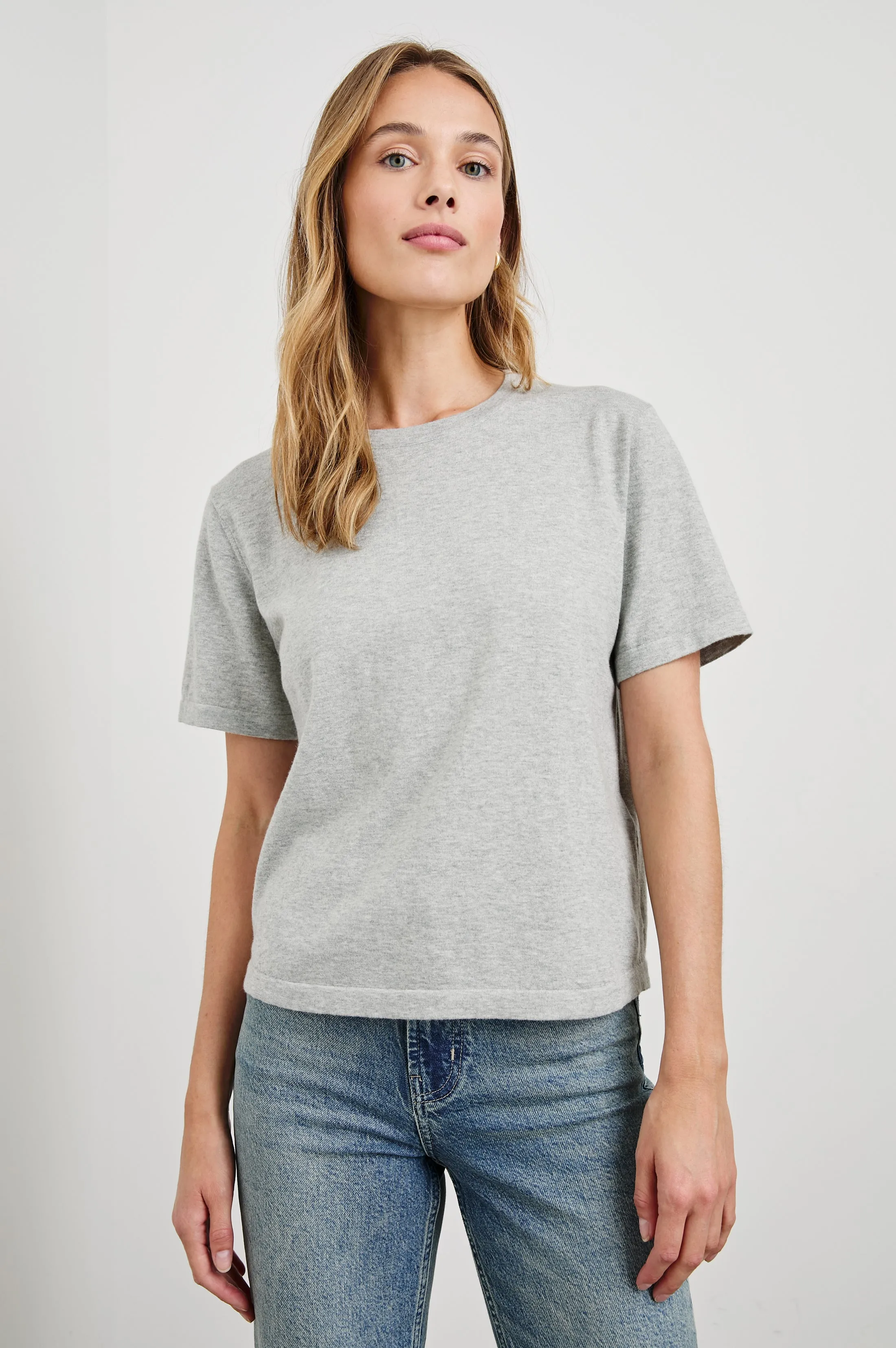 COTTON CASHMERE T-SHIRT - HEATHER GREY Rails