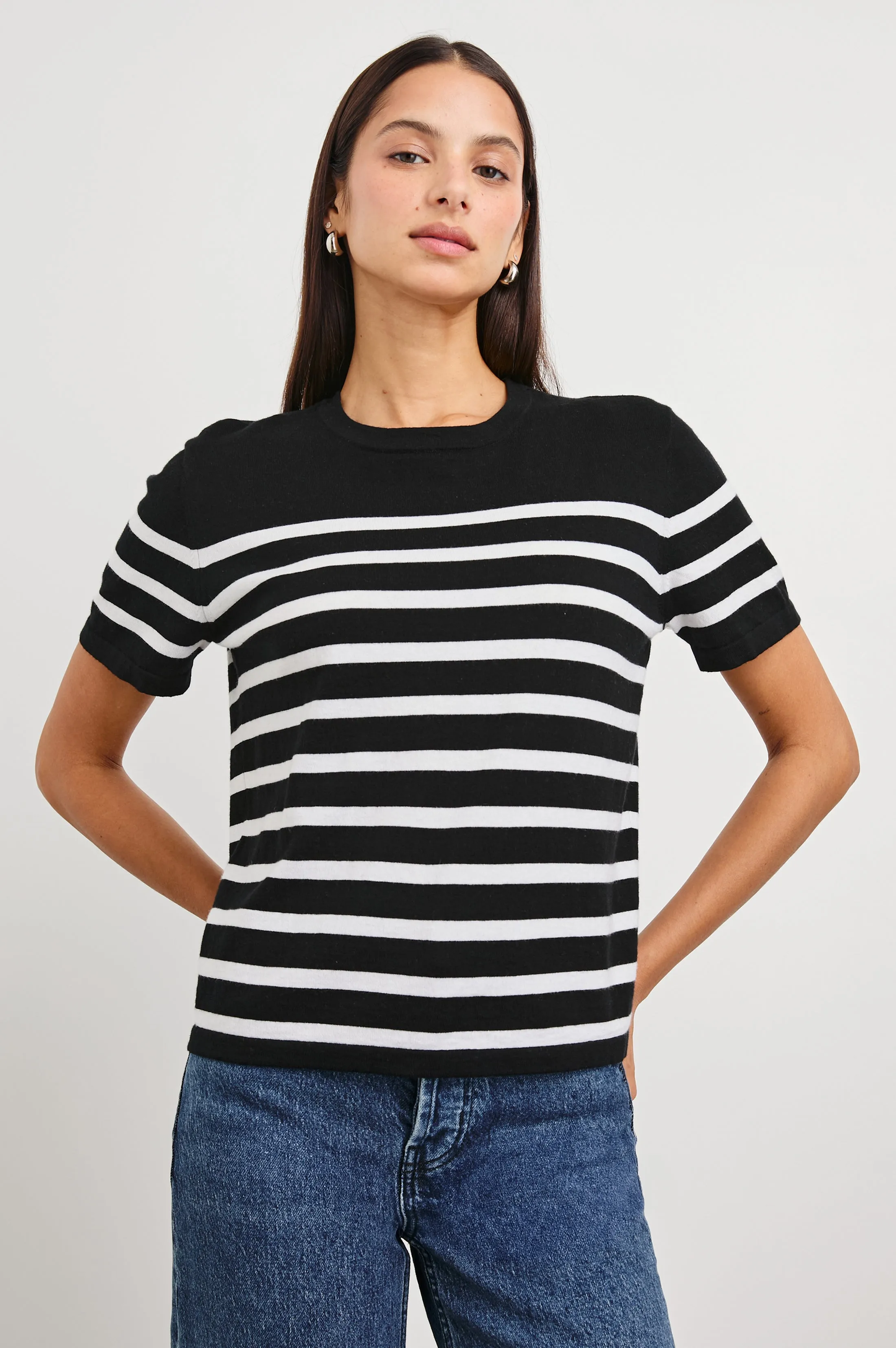 COTTON CASHMERE T-SHIRT - PARISIAN STRIPE Rails