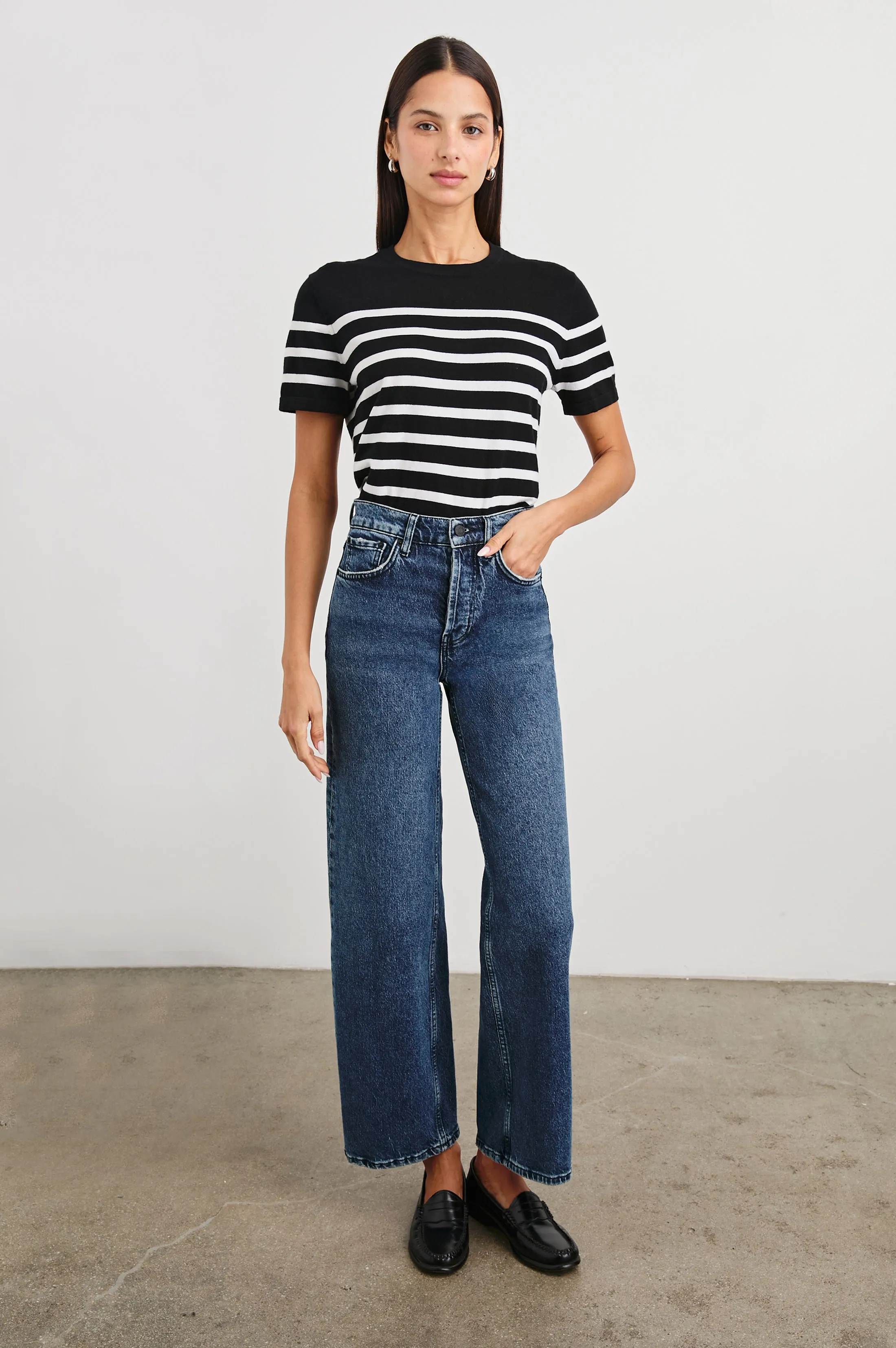 COTTON CASHMERE T-SHIRT - PARISIAN STRIPE Rails