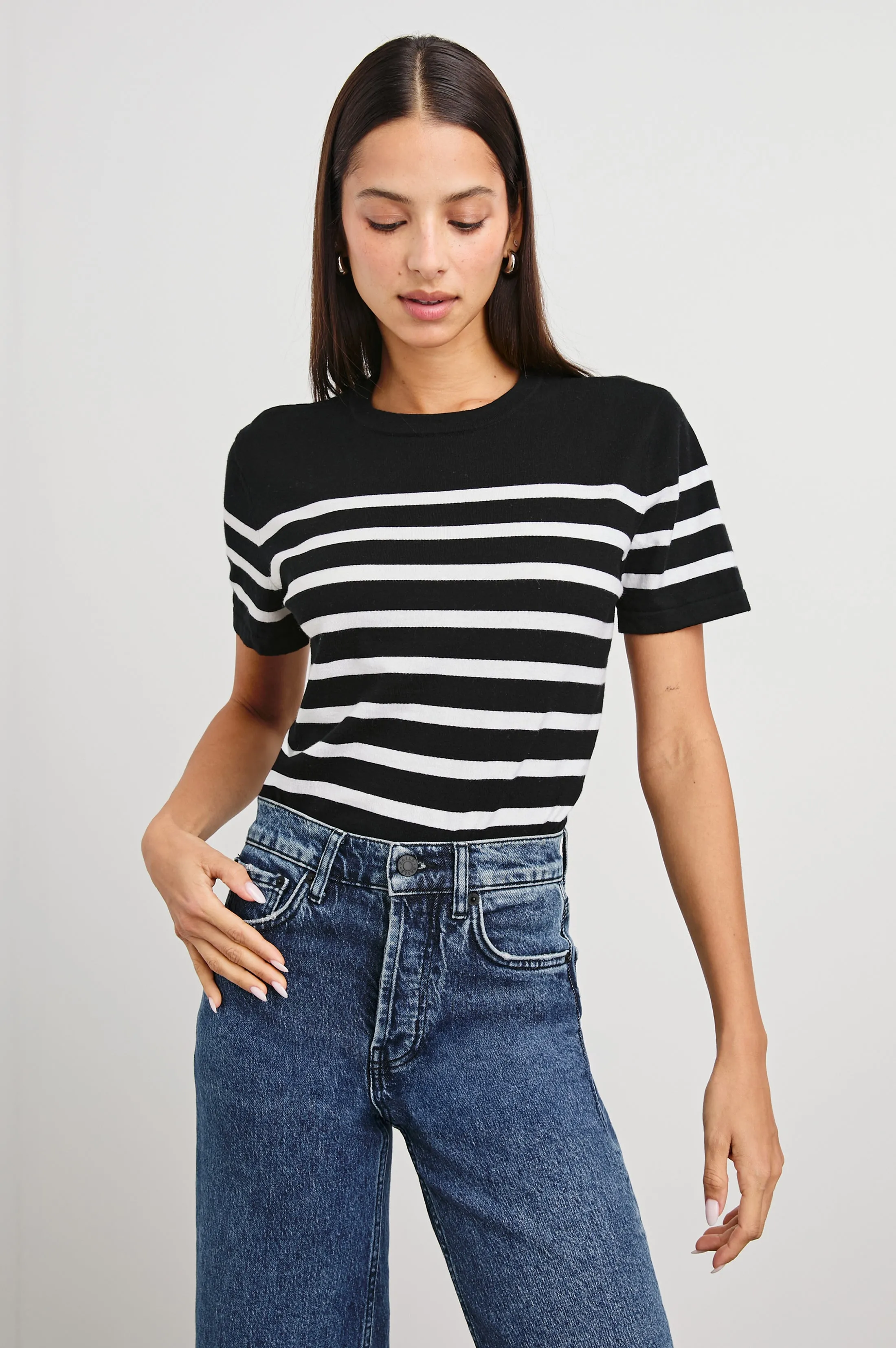 COTTON CASHMERE T-SHIRT - PARISIAN STRIPE Rails