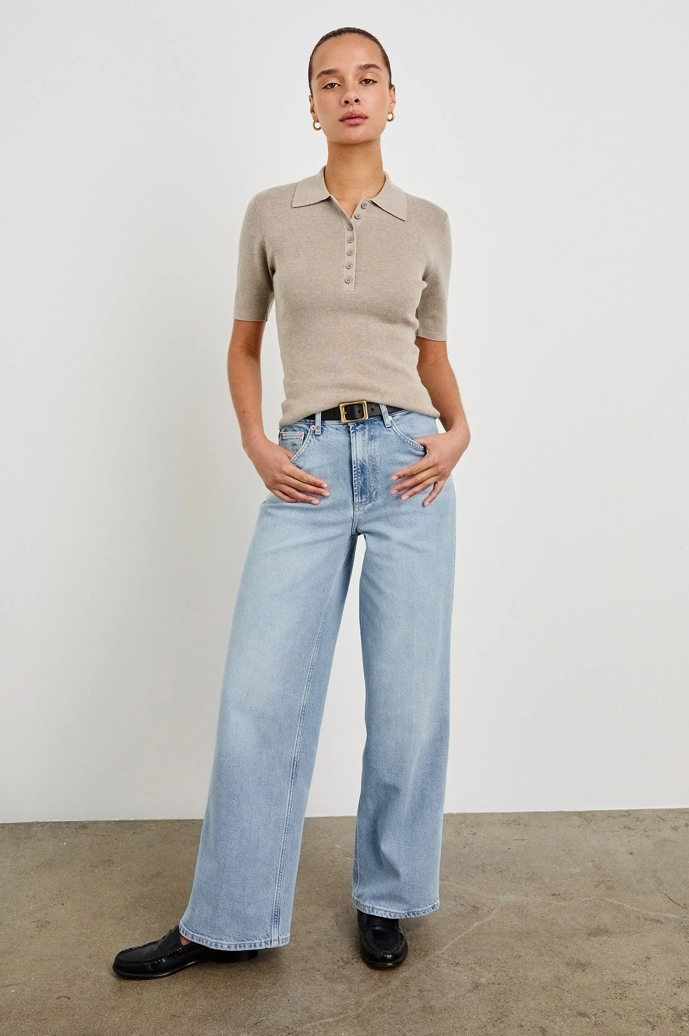 COURT POLO SHIRT - HEATHER OAT Rails