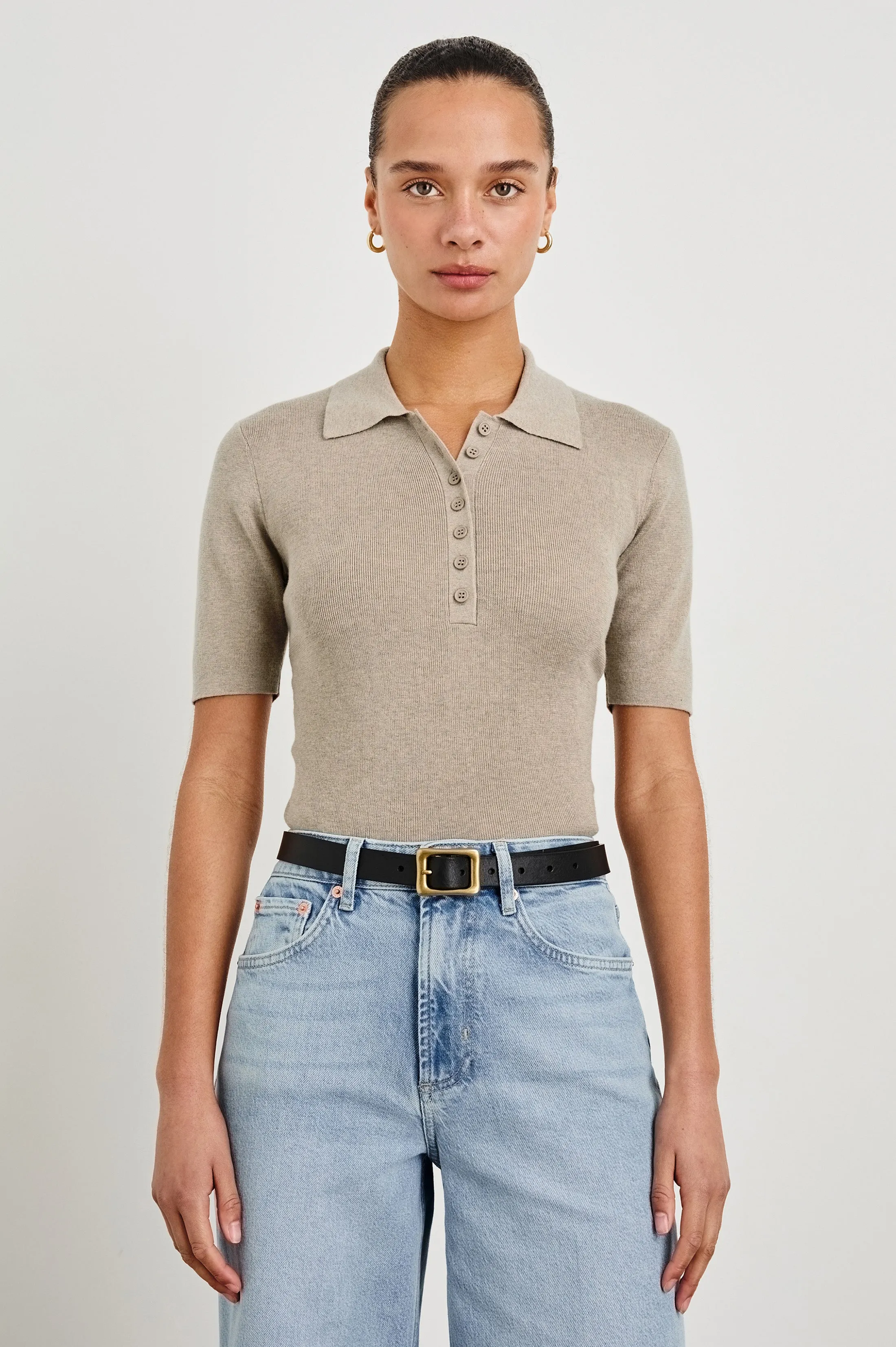 COURT POLO SHIRT - HEATHER OAT Rails