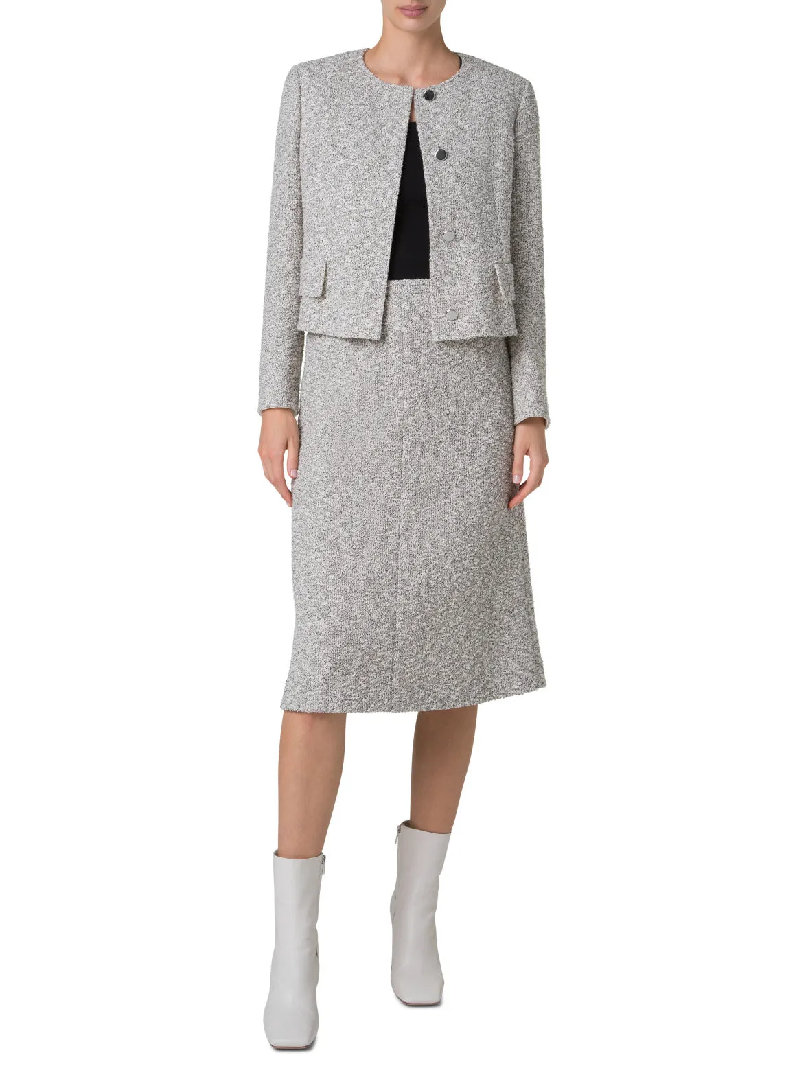 Cropped Bouclé Tweed Jacket Akris