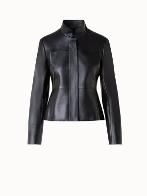 Cropped Jacket in Lacquered Leather Akris