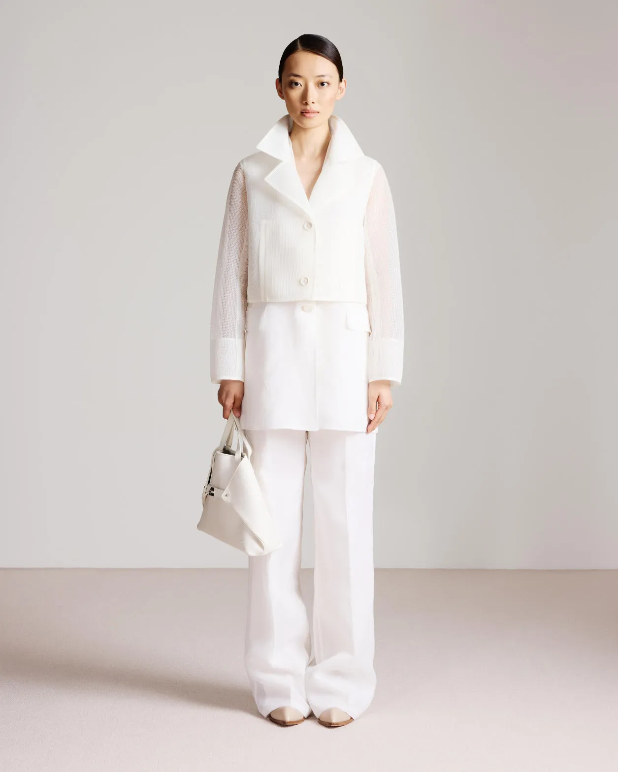 Cropped Jacket in Sheer Techno-Grid Akris