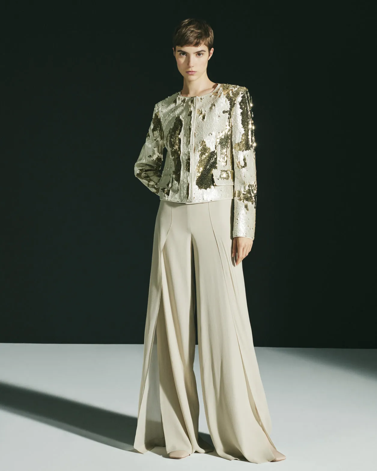 Cropped Jacket with Dual Sequins Akris