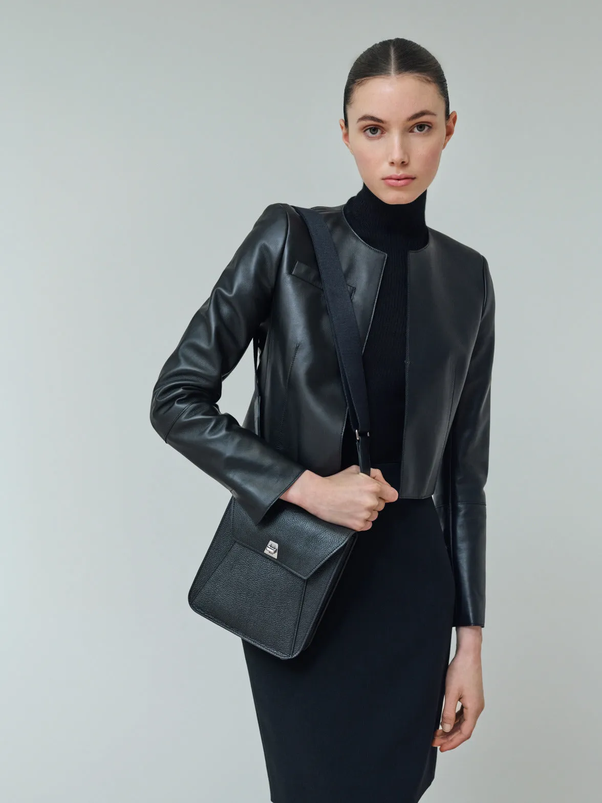 Cropped Leather Jacket Akris