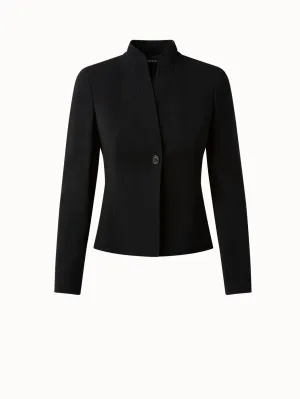 Cropped One-Button Double Face Wool Blazer Akris