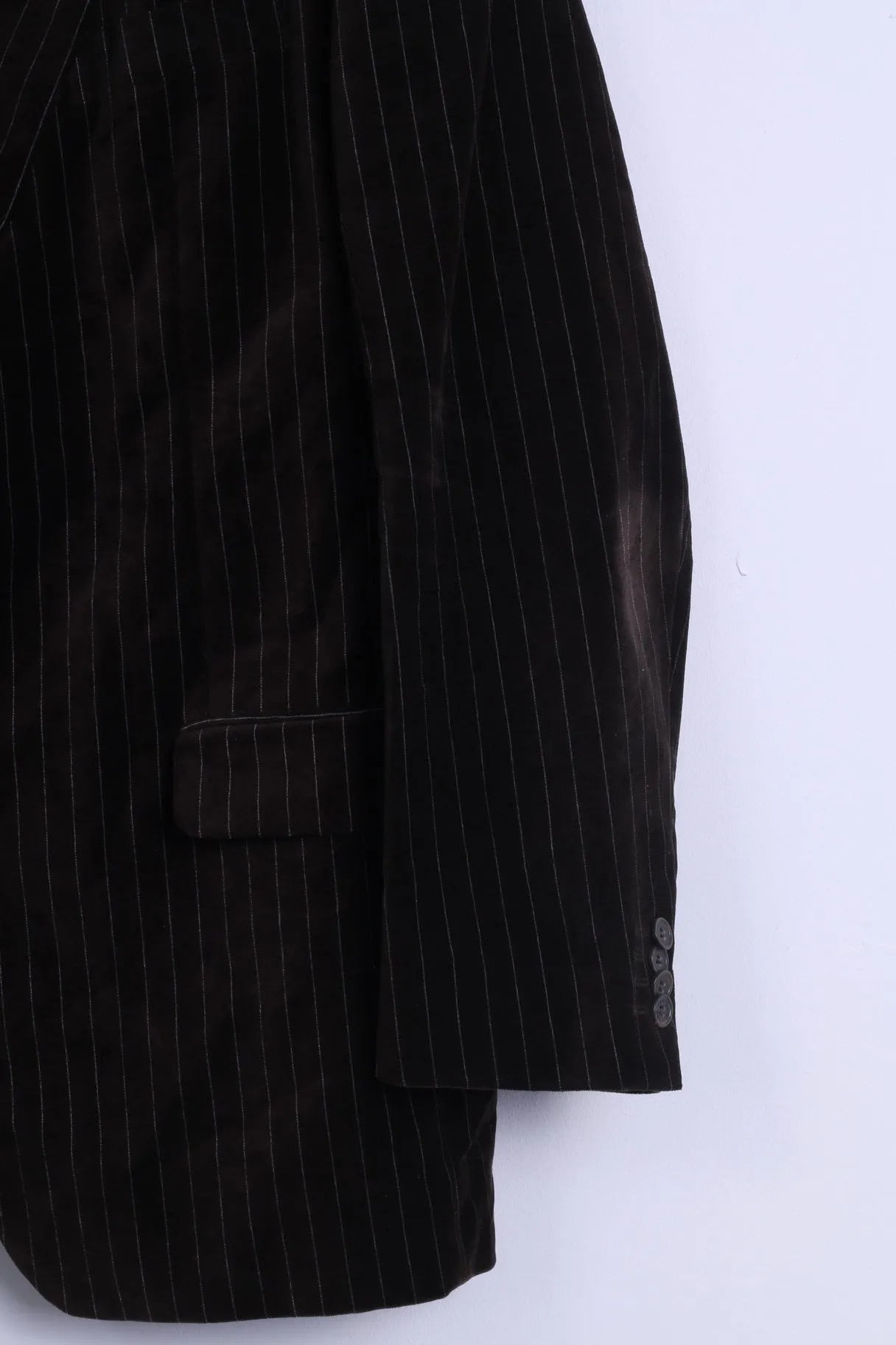 Daniel Hechter Mens 54 XL Jacket Shiny Brown Striped Cotton Single Breasted Blazer