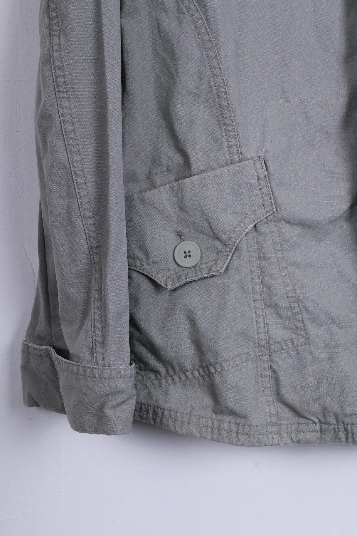 DIESEL Womens L Jacket Grey Cotton Stand-Up Collar