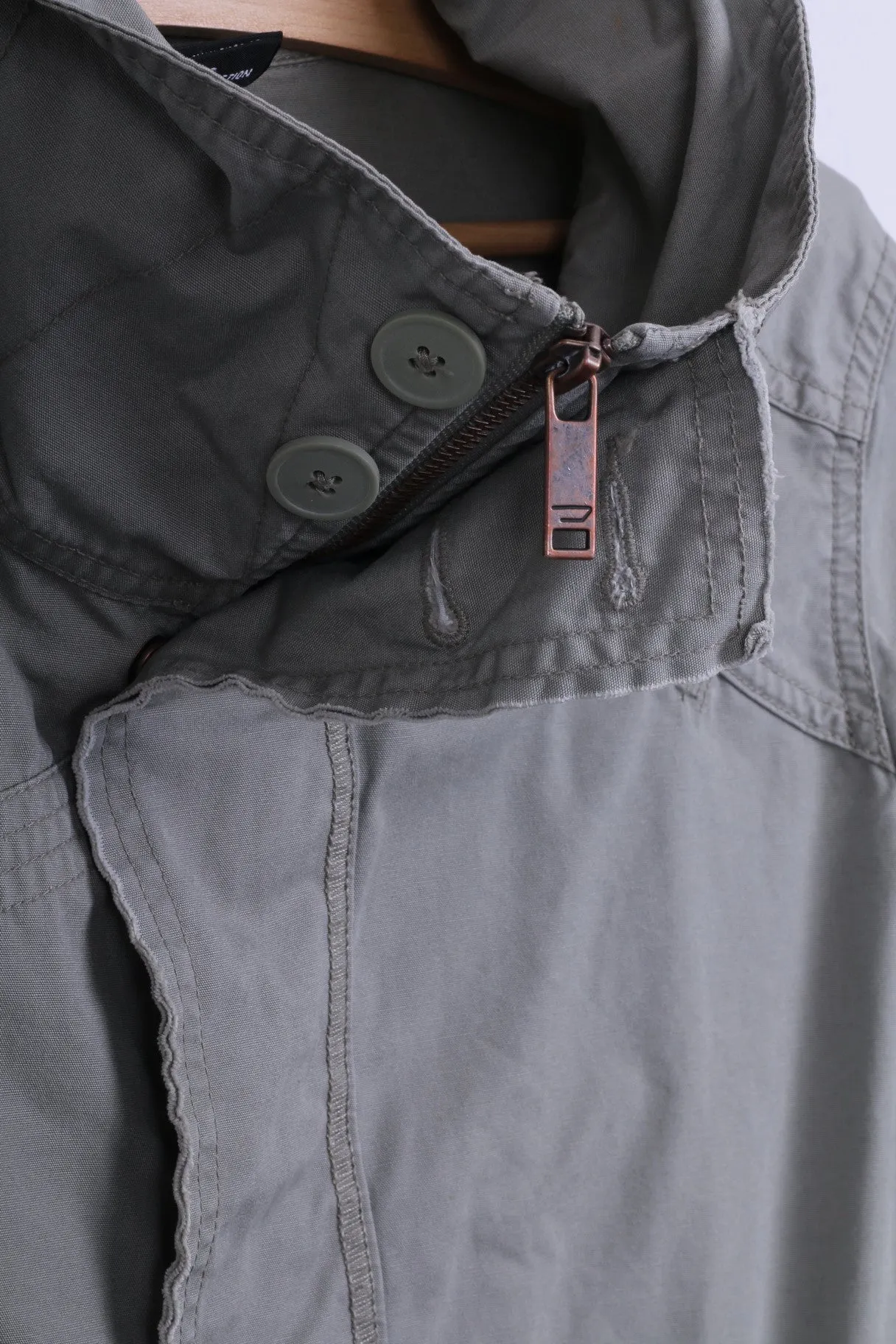 DIESEL Womens L Jacket Grey Cotton Stand-Up Collar