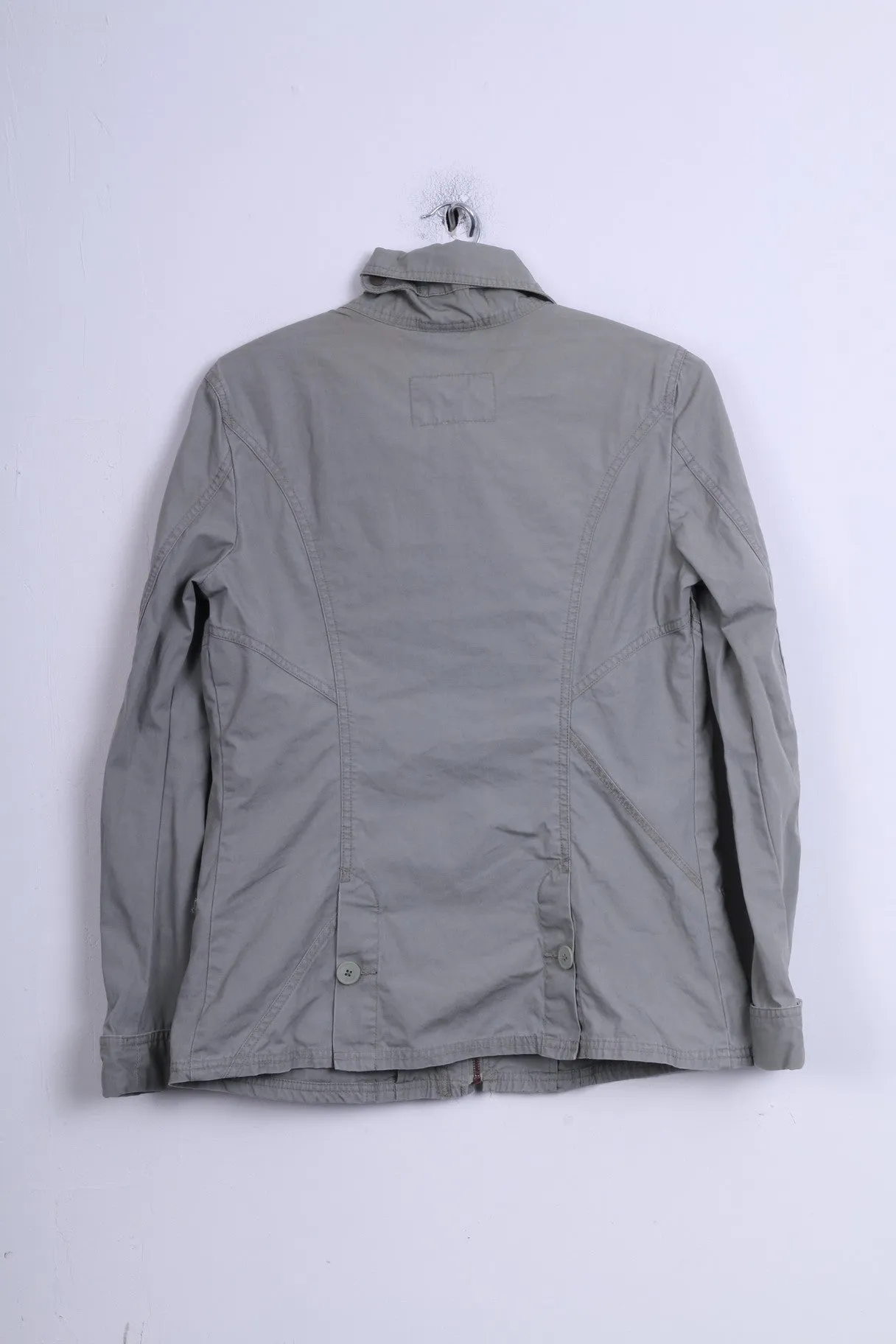 DIESEL Womens L Jacket Grey Cotton Stand-Up Collar