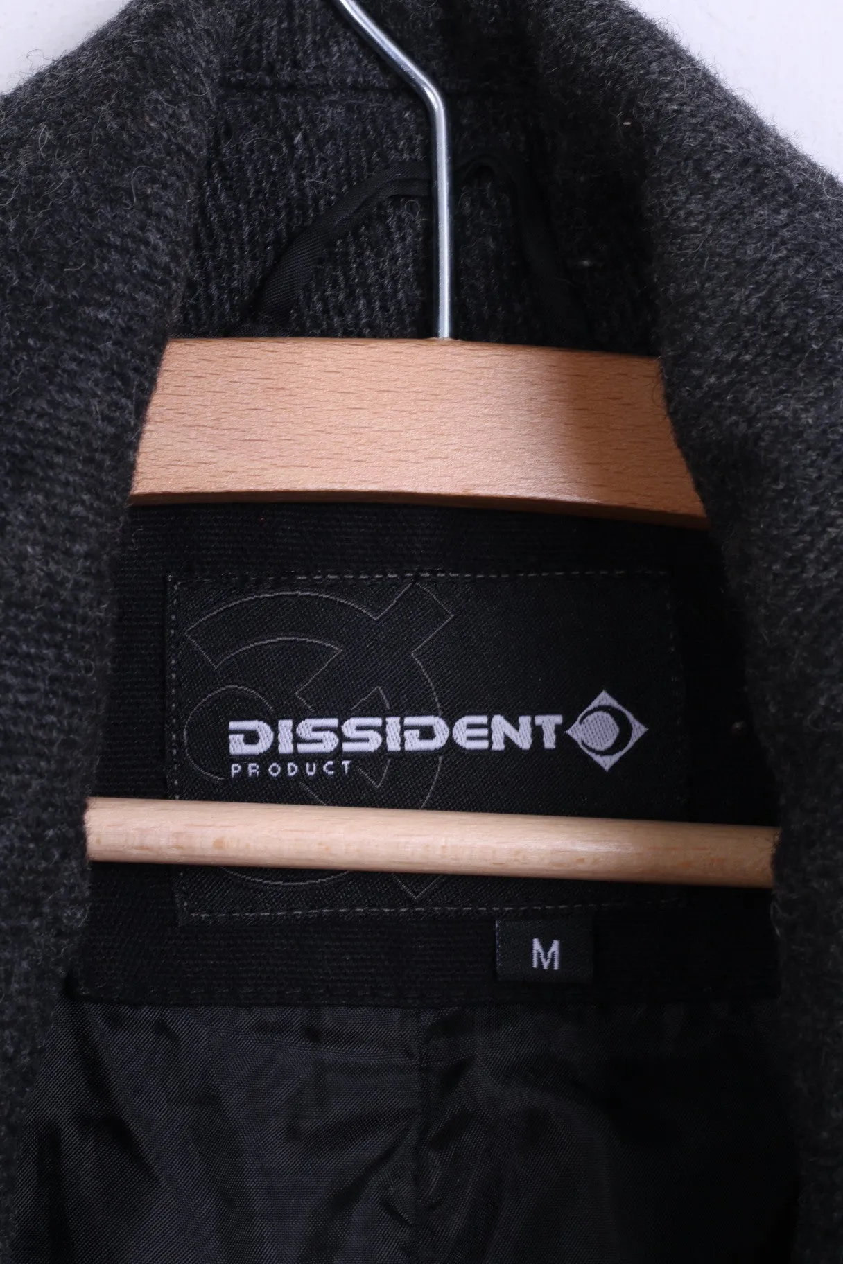 DISSIDENT Mens M Jacket Double Breasted Dark Grey Wool