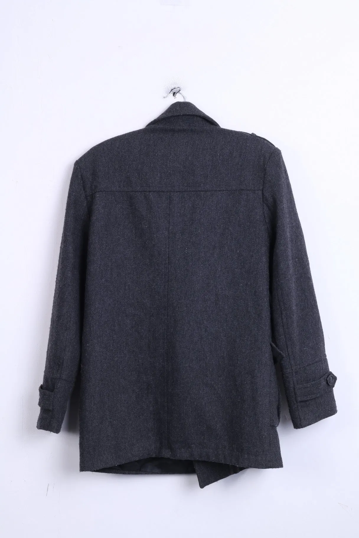 DISSIDENT Mens M Jacket Double Breasted Dark Grey Wool