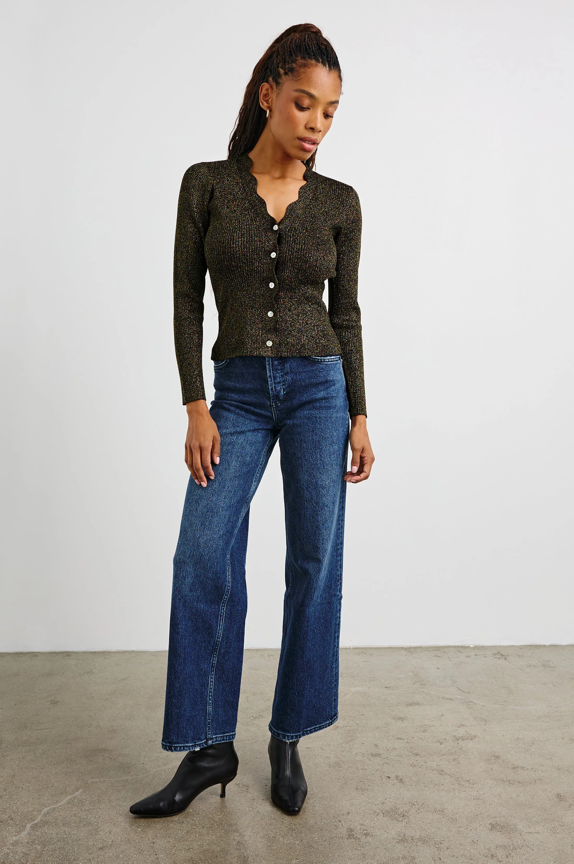 DITA CARDIGAN - GOLD LUREX Rails