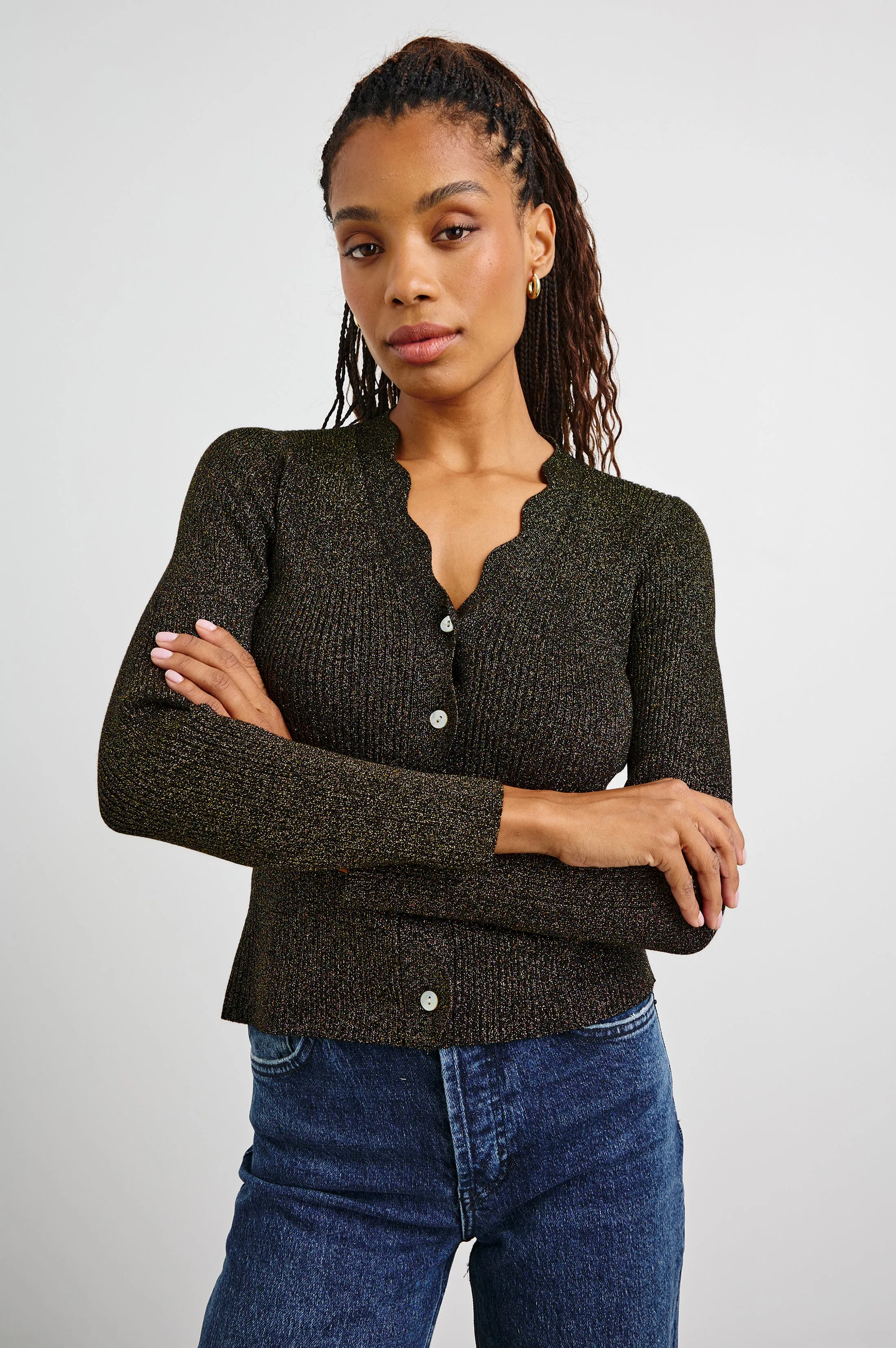 DITA CARDIGAN - GOLD LUREX Rails