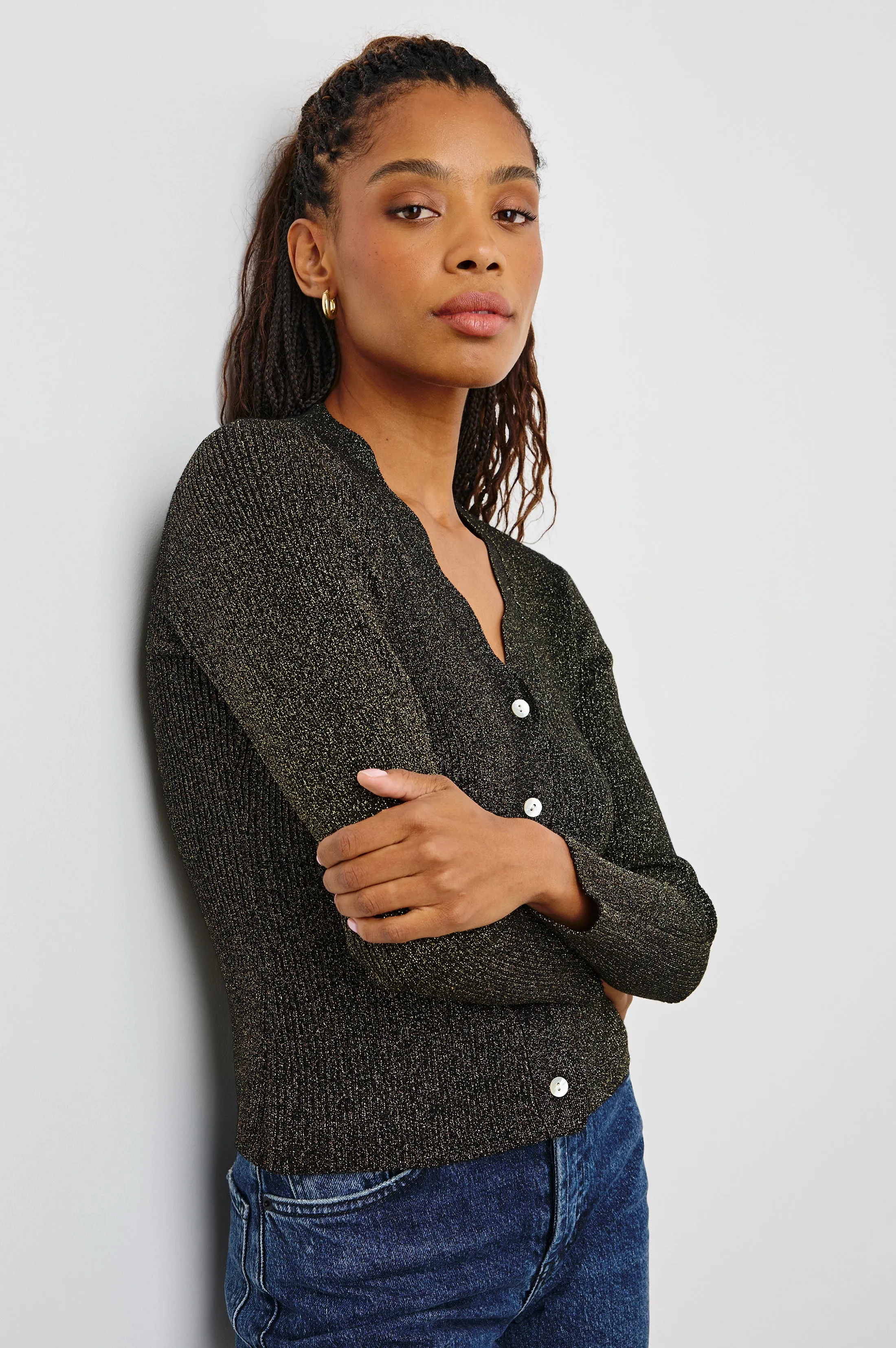 DITA CARDIGAN - GOLD LUREX Rails