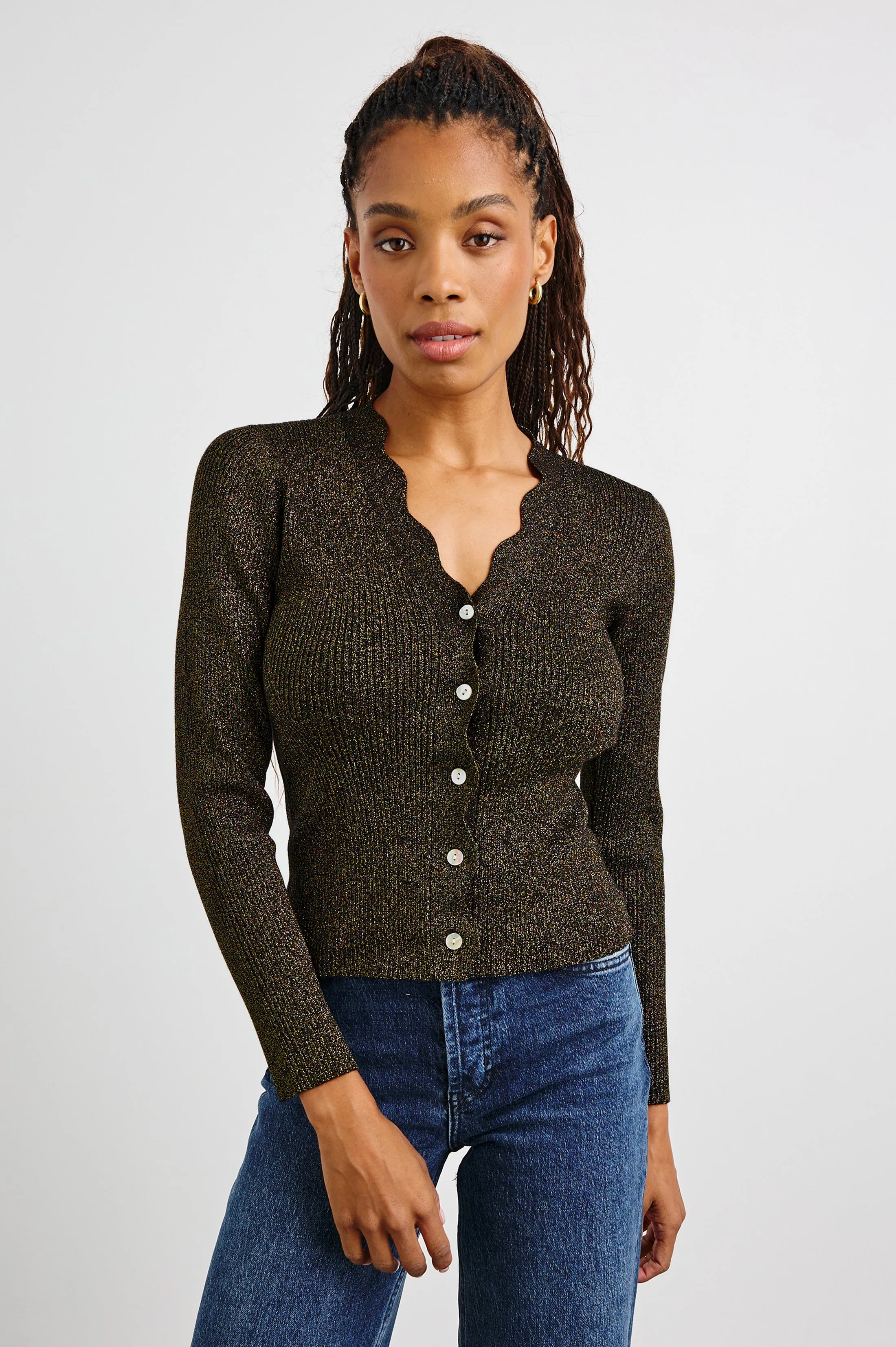 DITA CARDIGAN - GOLD LUREX Rails