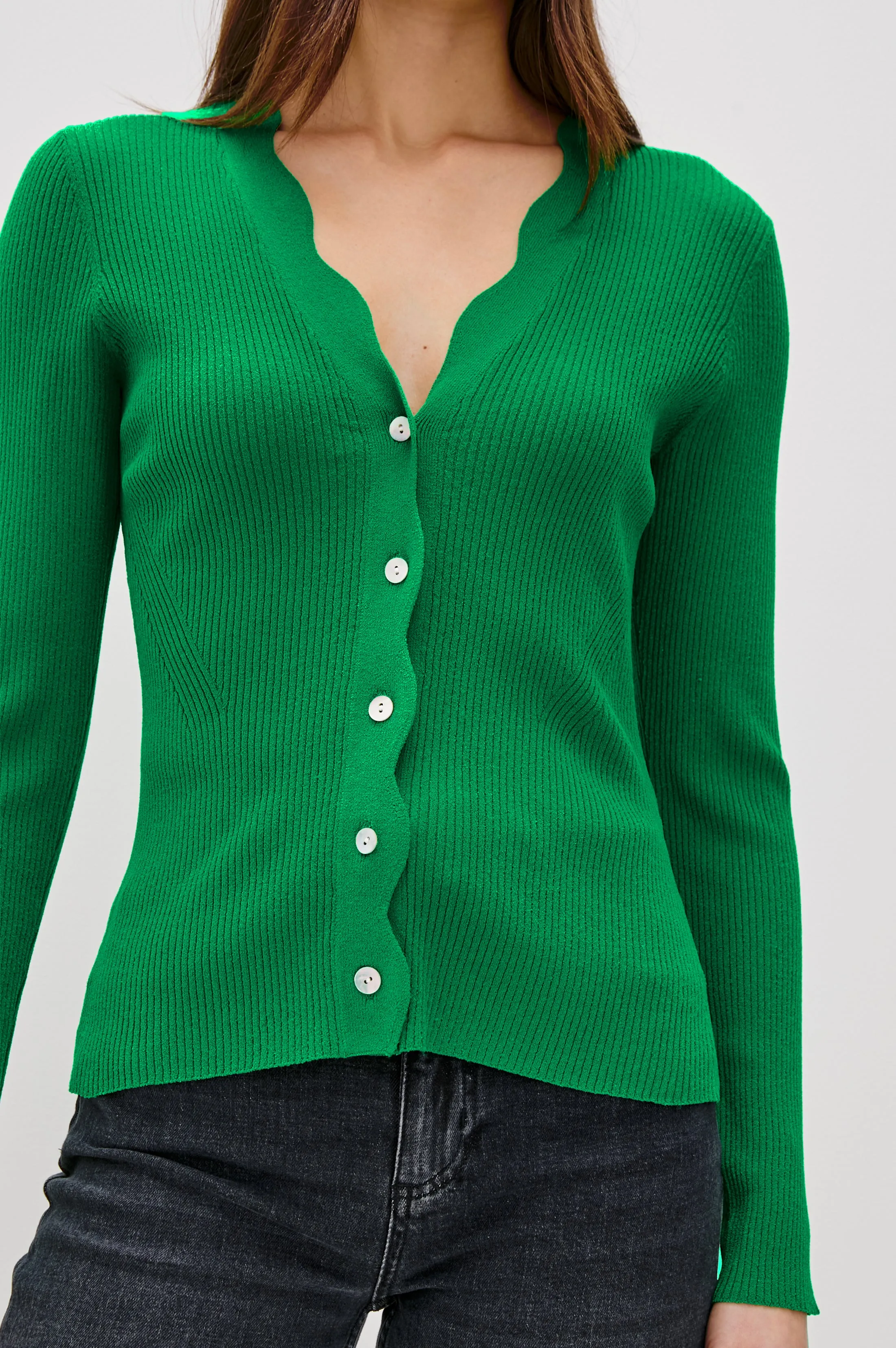 DITA CARDIGAN - KELLY GREEN Rails