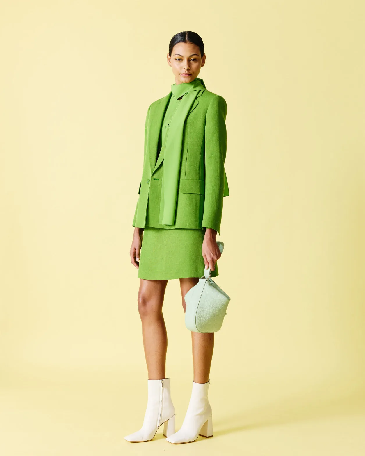 Double Breasted Blazer in Shantung Silk Akris