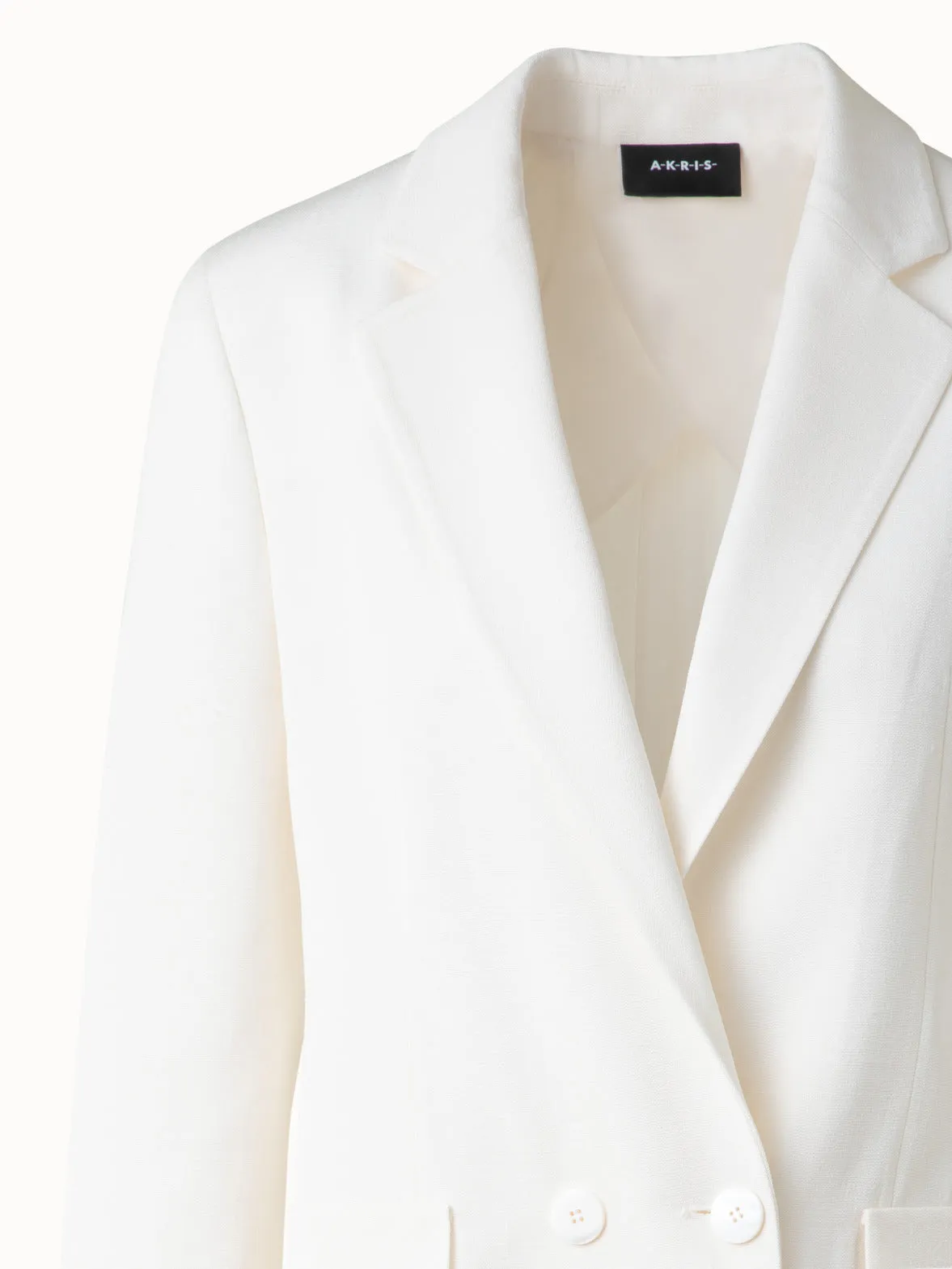Double-Breasted Blazer in Silk Shantung Akris