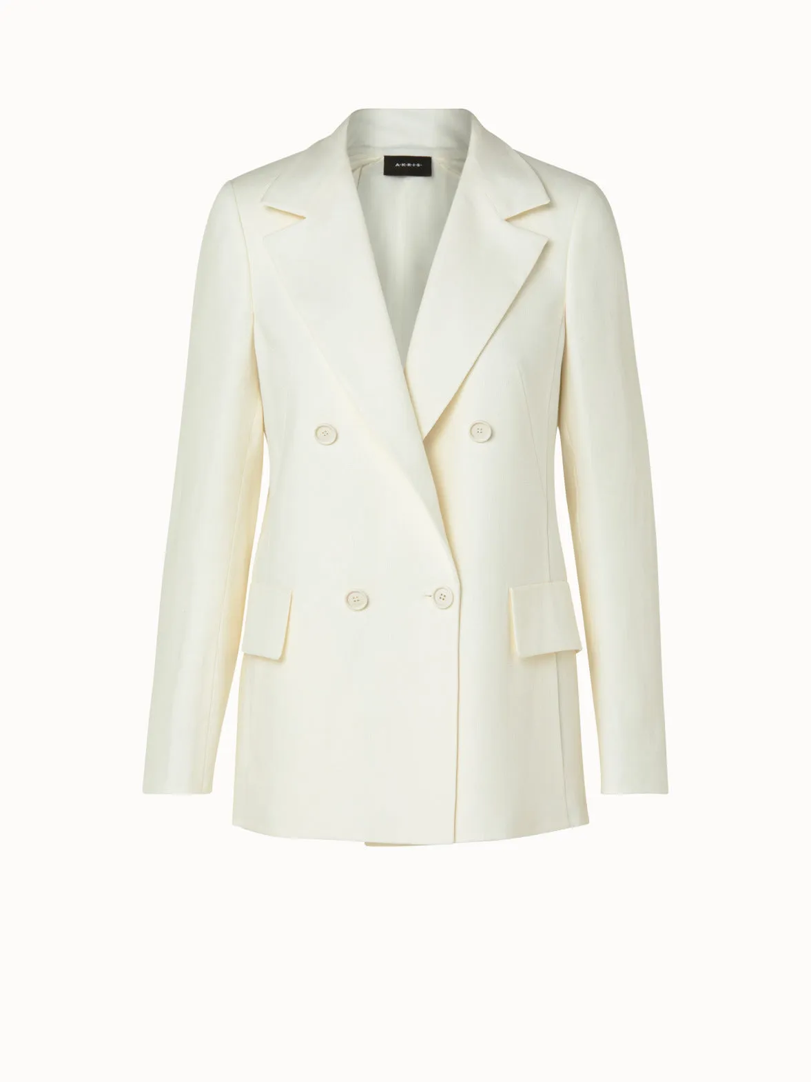 Double-Breasted Linen Wool Double-Face Jacket Akris