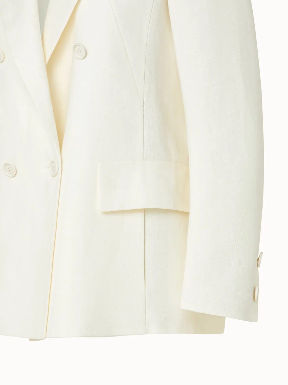 Double-Breasted Linen Wool Double-Face Jacket Akris