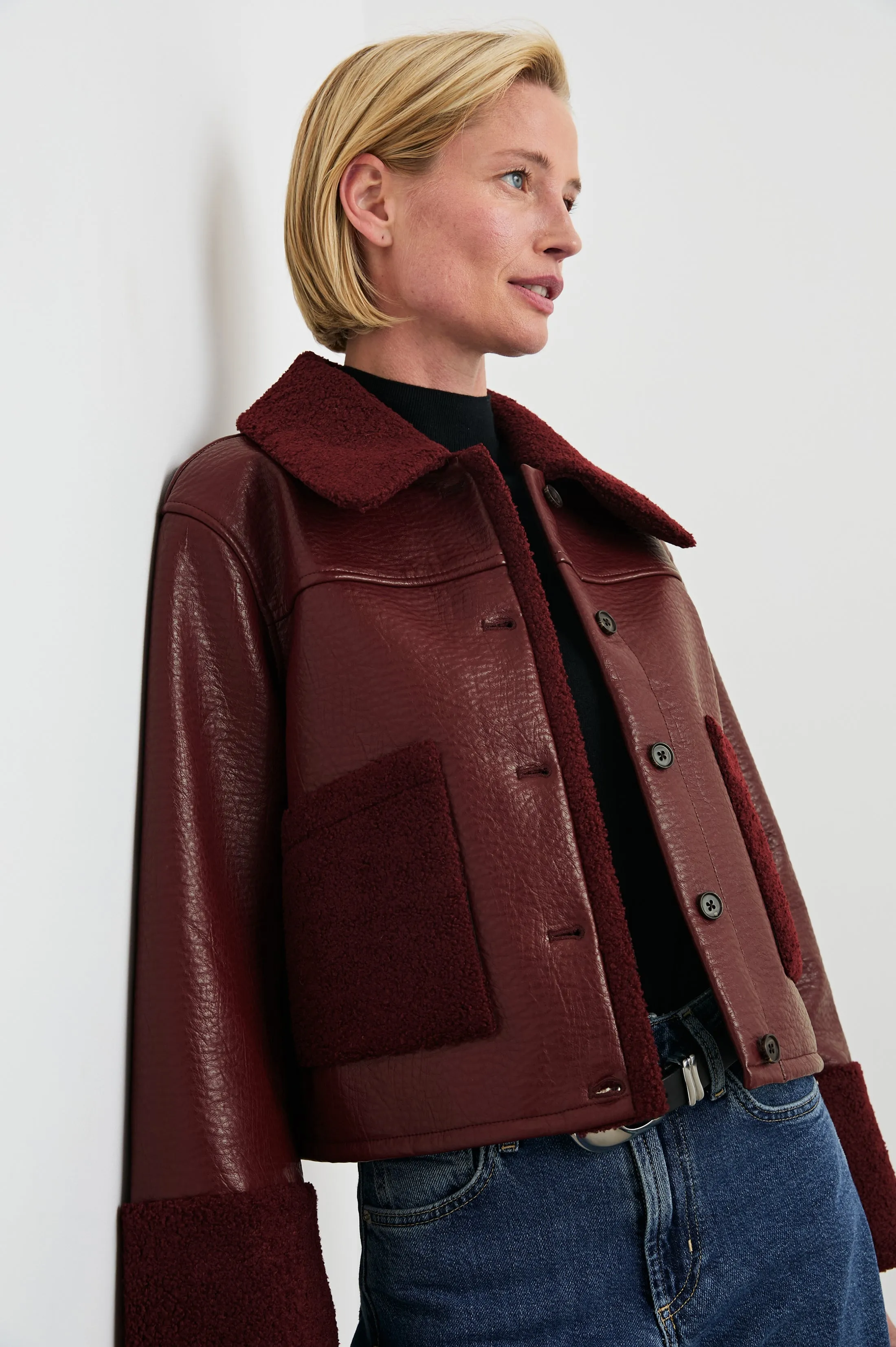 DRIA JACKET - MAROON SHEARLING Rails
