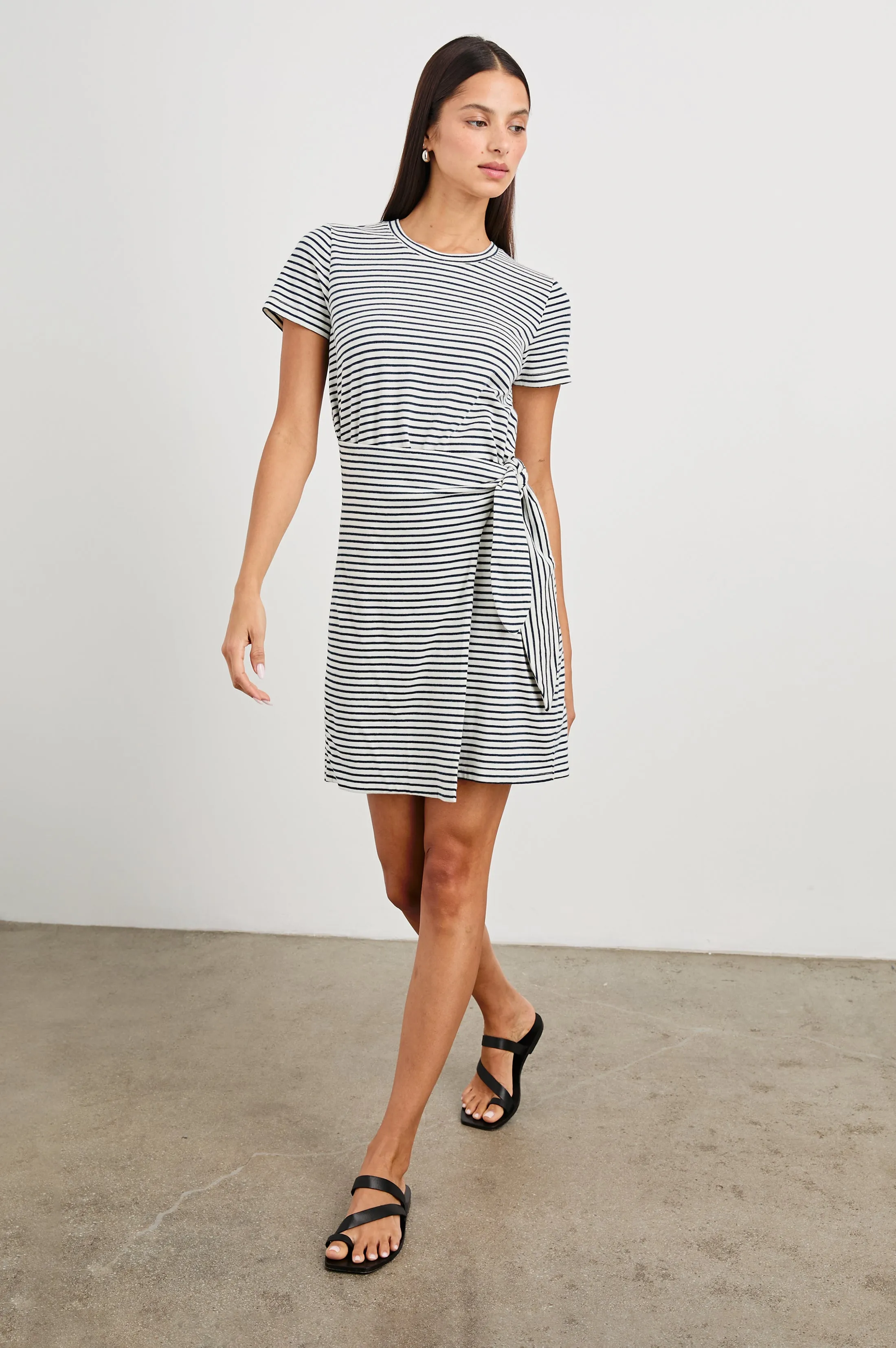 EDIE DRESS - IVORY NAVY MICRO STRIPE Rails