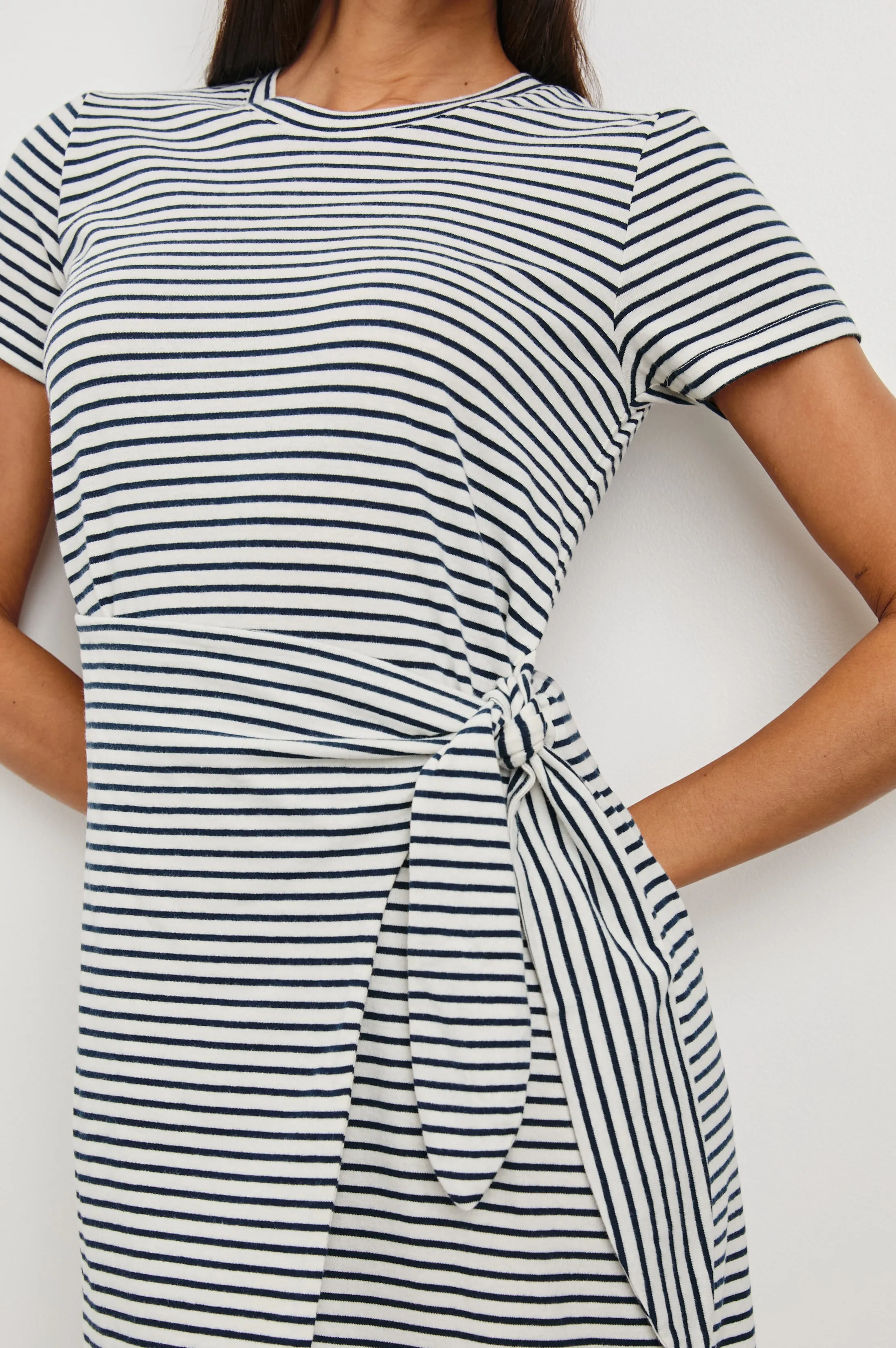 EDIE DRESS - IVORY NAVY MICRO STRIPE Rails
