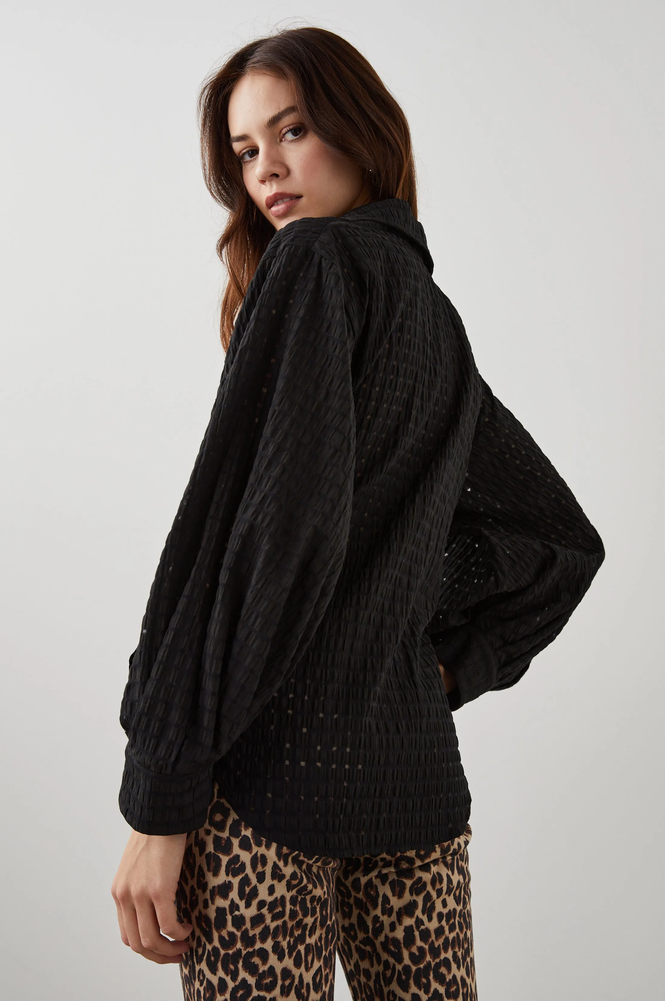 EILEEN TOP - BLACK SEERSUCKER Rails
