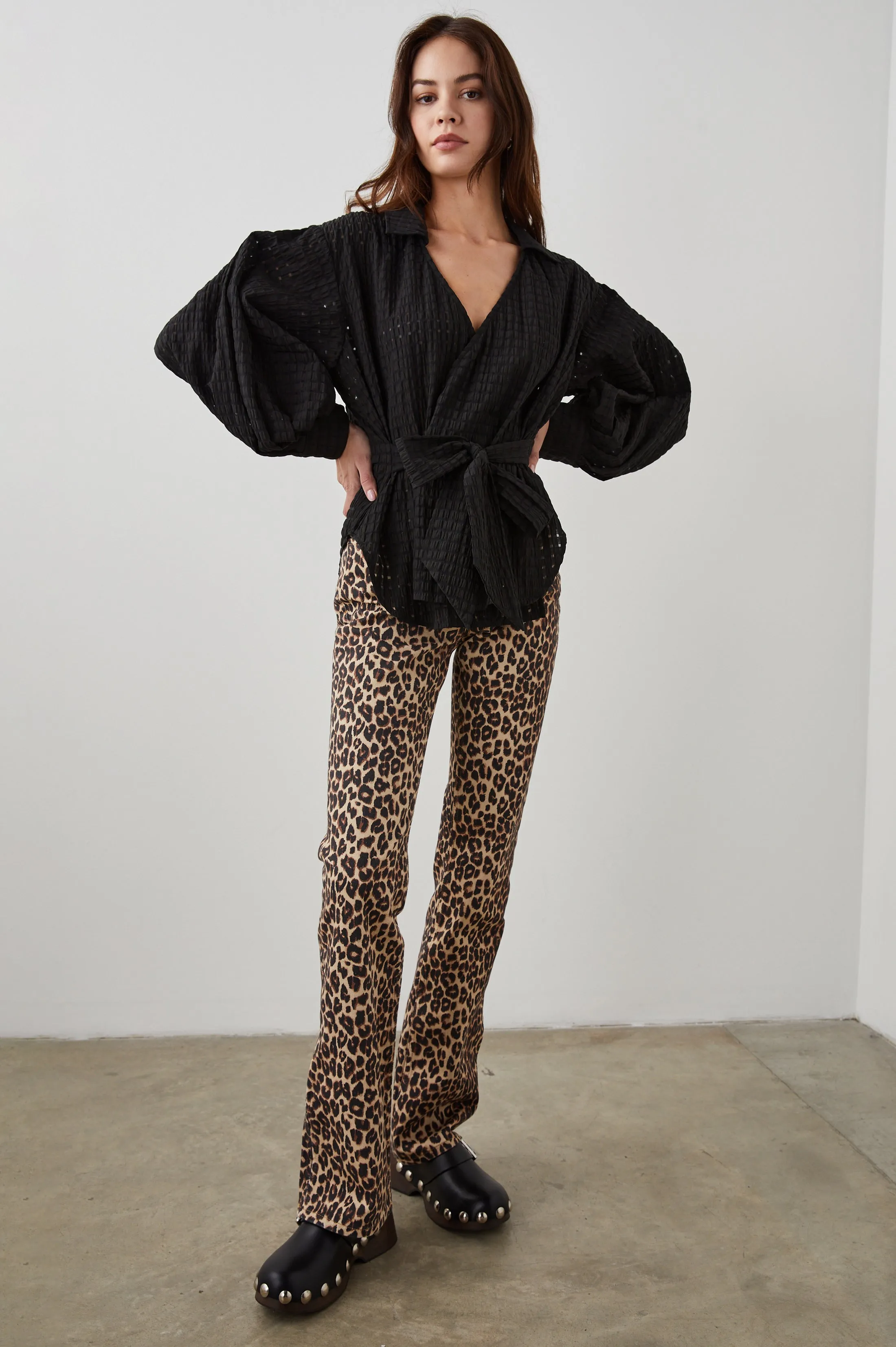 EILEEN TOP - BLACK SEERSUCKER Rails