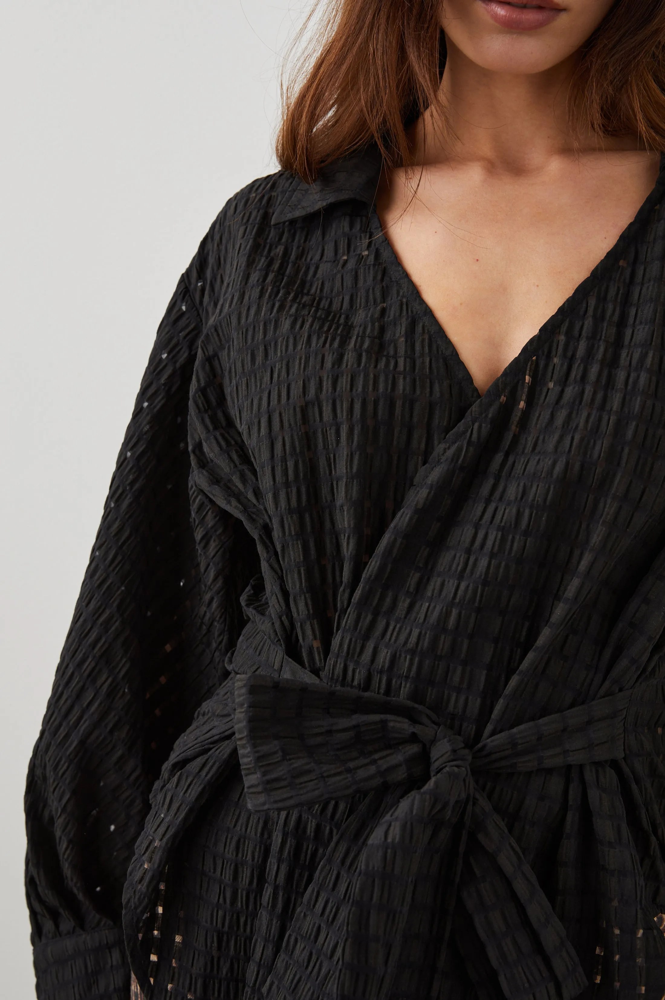EILEEN TOP - BLACK SEERSUCKER Rails