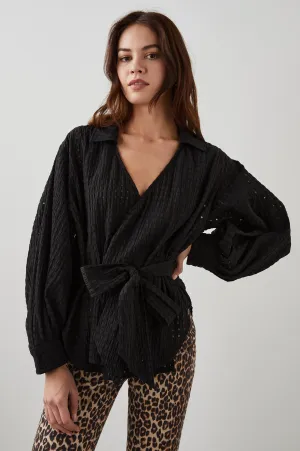EILEEN TOP - BLACK SEERSUCKER Rails