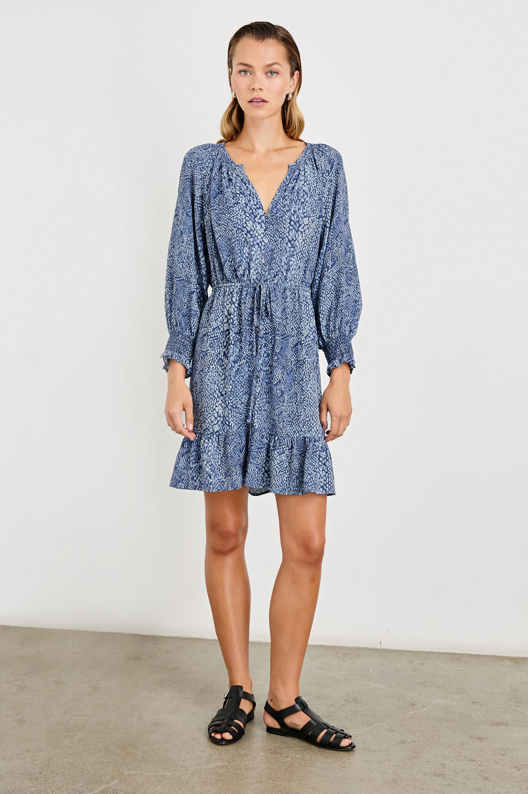 ELIZA DRESS - NAVY PYTHON Rails