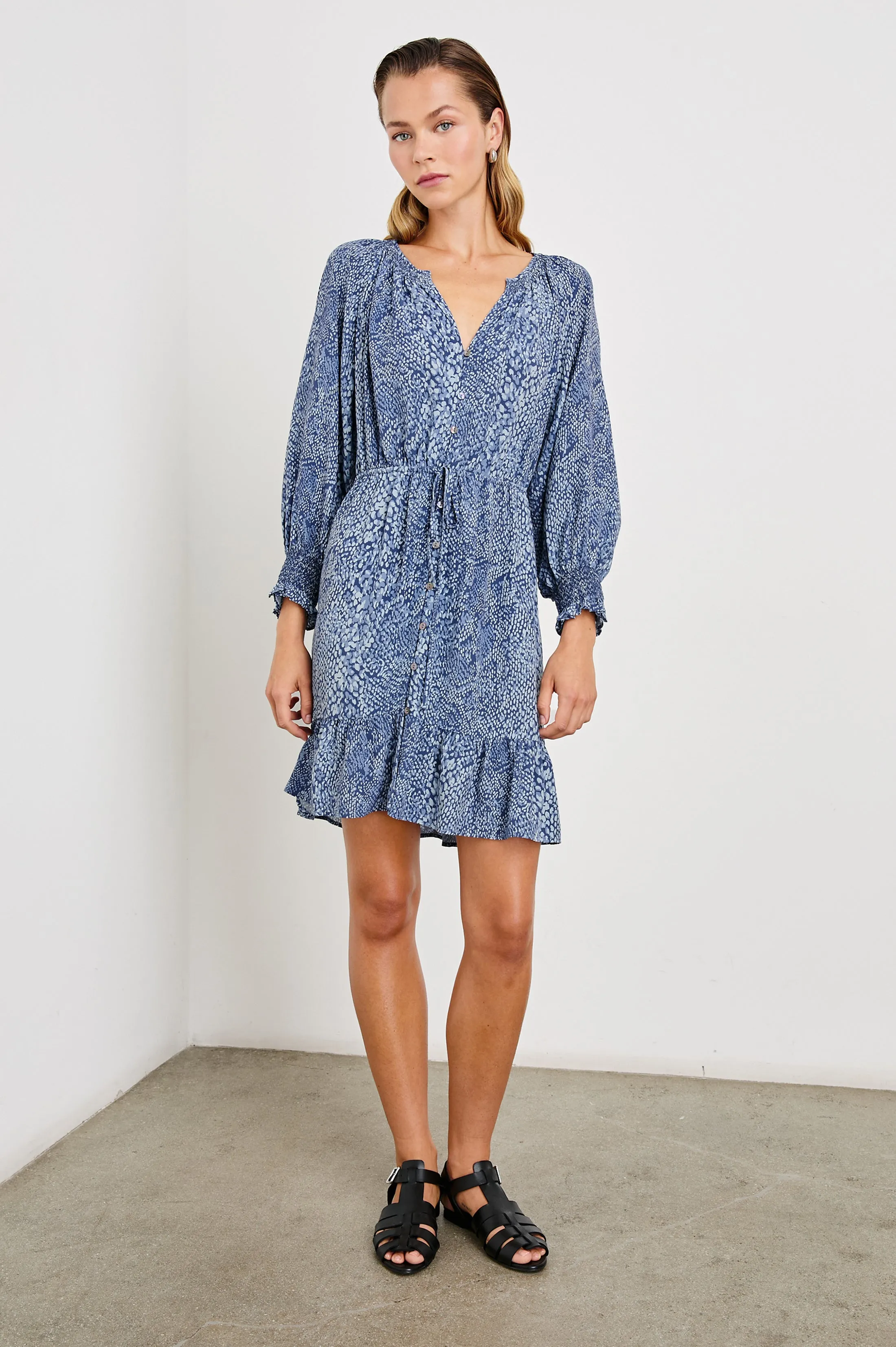 ELIZA DRESS - NAVY PYTHON Rails
