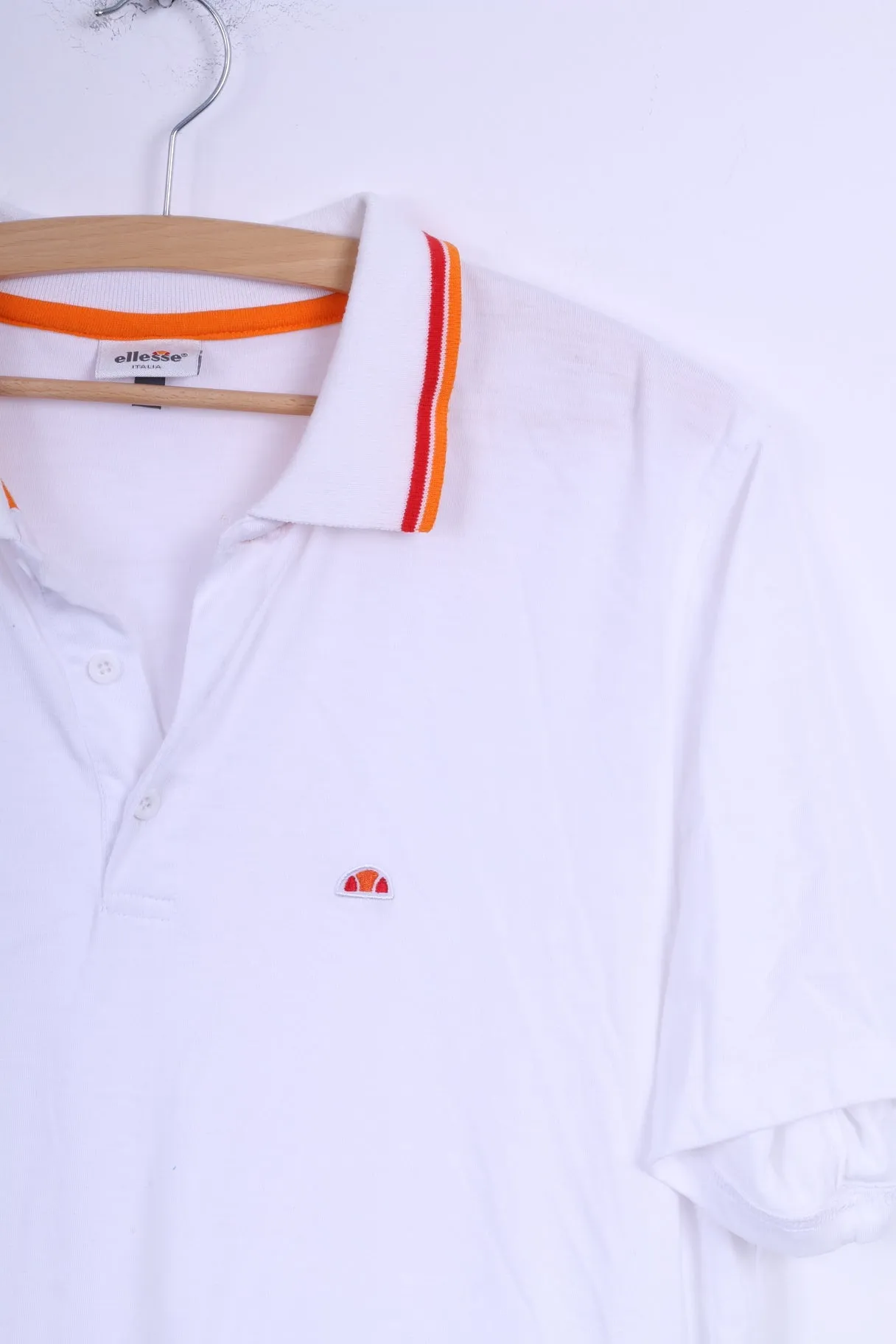 Ellesse Italia Mens XXL Polo Shirt White Cotton Short Sleeve