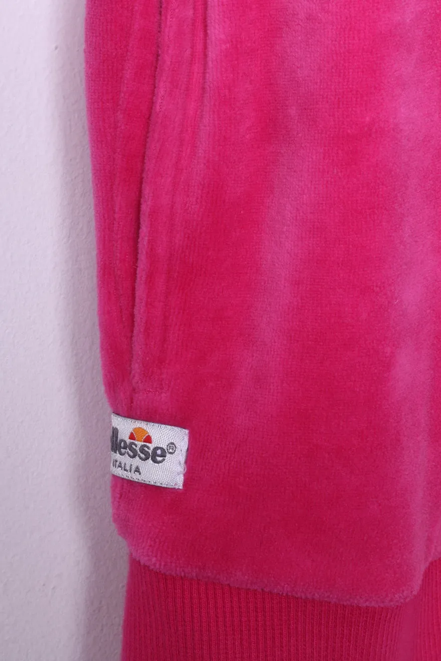 Ellesse italia Womens 12 S Sweatshirt Pink Cotton Edita Zip Up Suede Hoodie