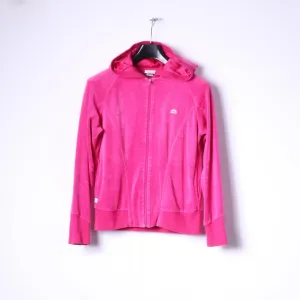 Ellesse italia Womens 12 S Sweatshirt Pink Cotton Edita Zip Up Suede Hoodie