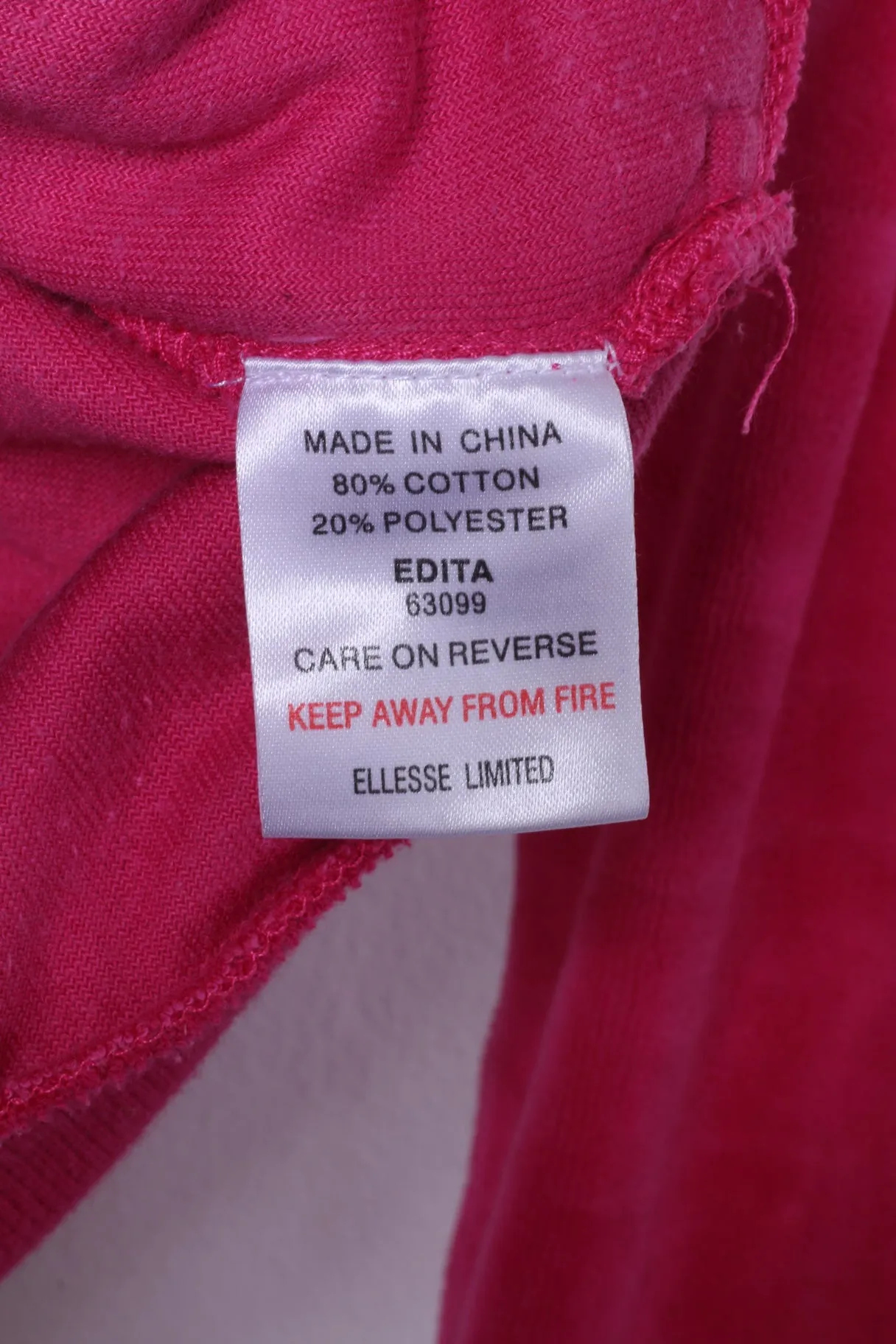 Ellesse italia Womens 12 S Sweatshirt Pink Cotton Edita Zip Up Suede Hoodie