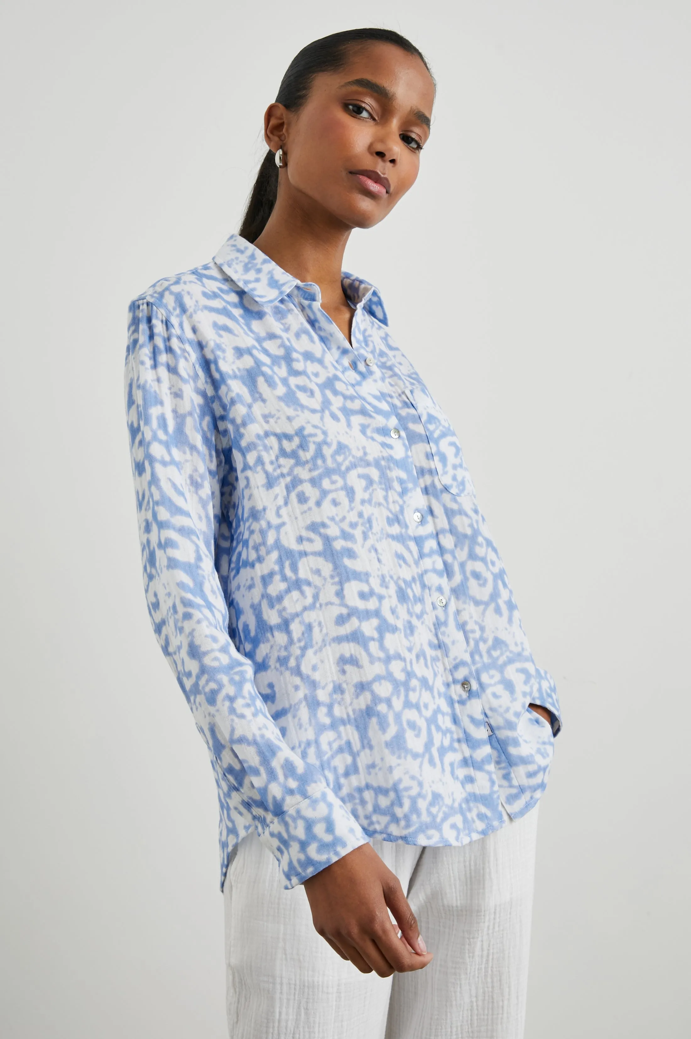 ELLIS SHIRT - BLUE DIFFUSED CHEETAH Rails
