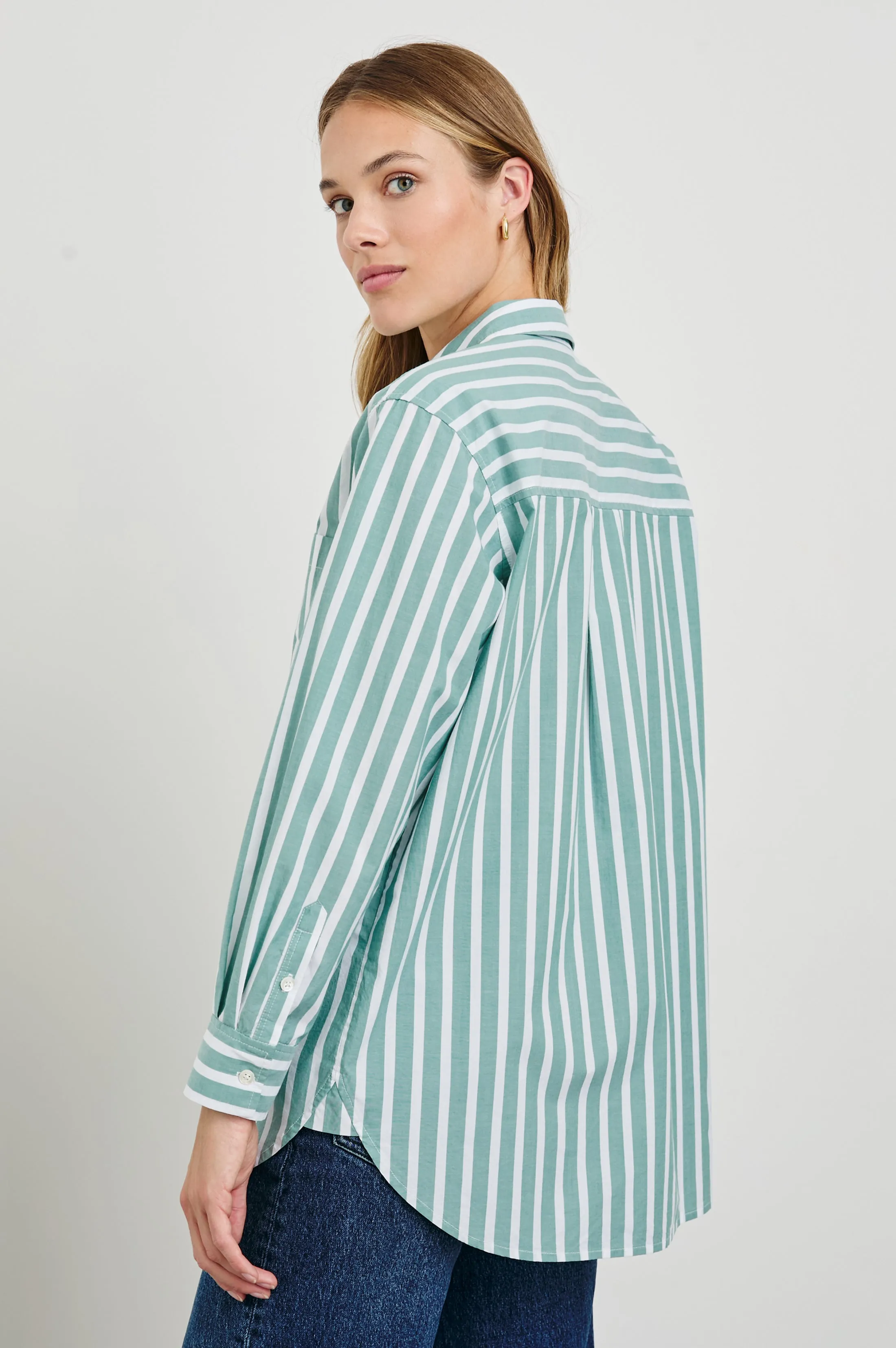 ELSA SHIRT - AGAVE WHITE STRIPE Rails