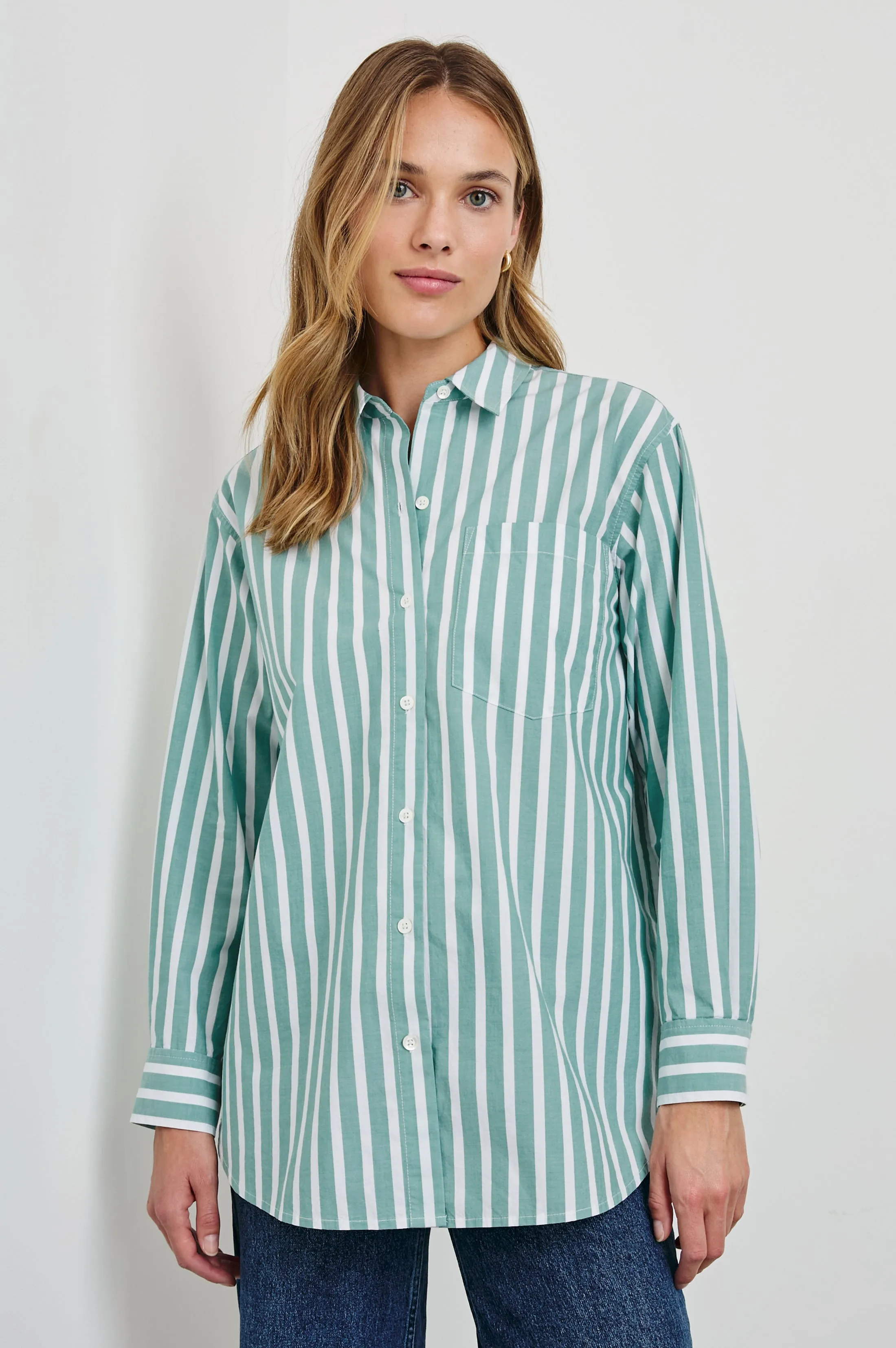 ELSA SHIRT - AGAVE WHITE STRIPE Rails